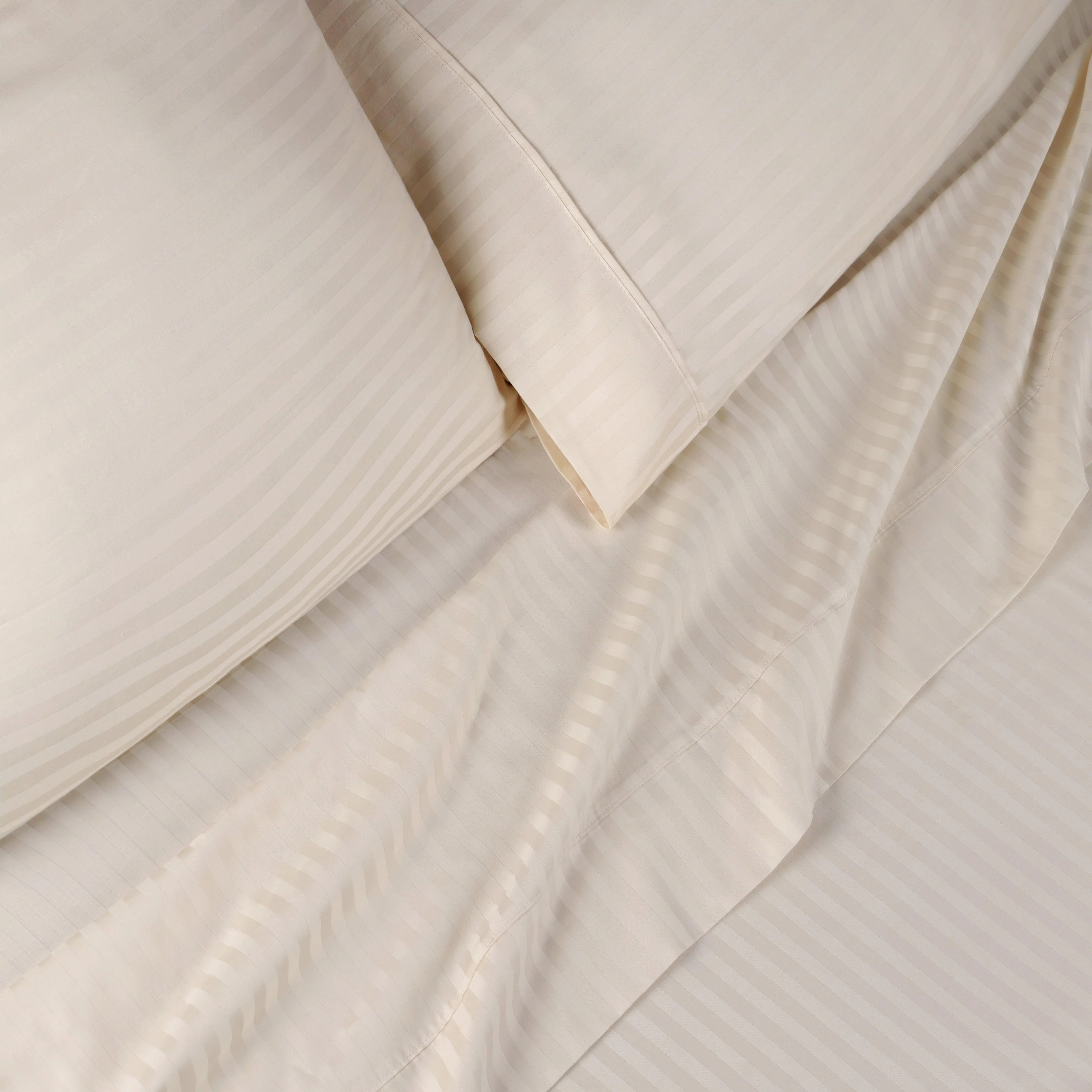 300 Thread Count Egyptian Cotton Sateen Stripe Bed Sheet Set - Image 25