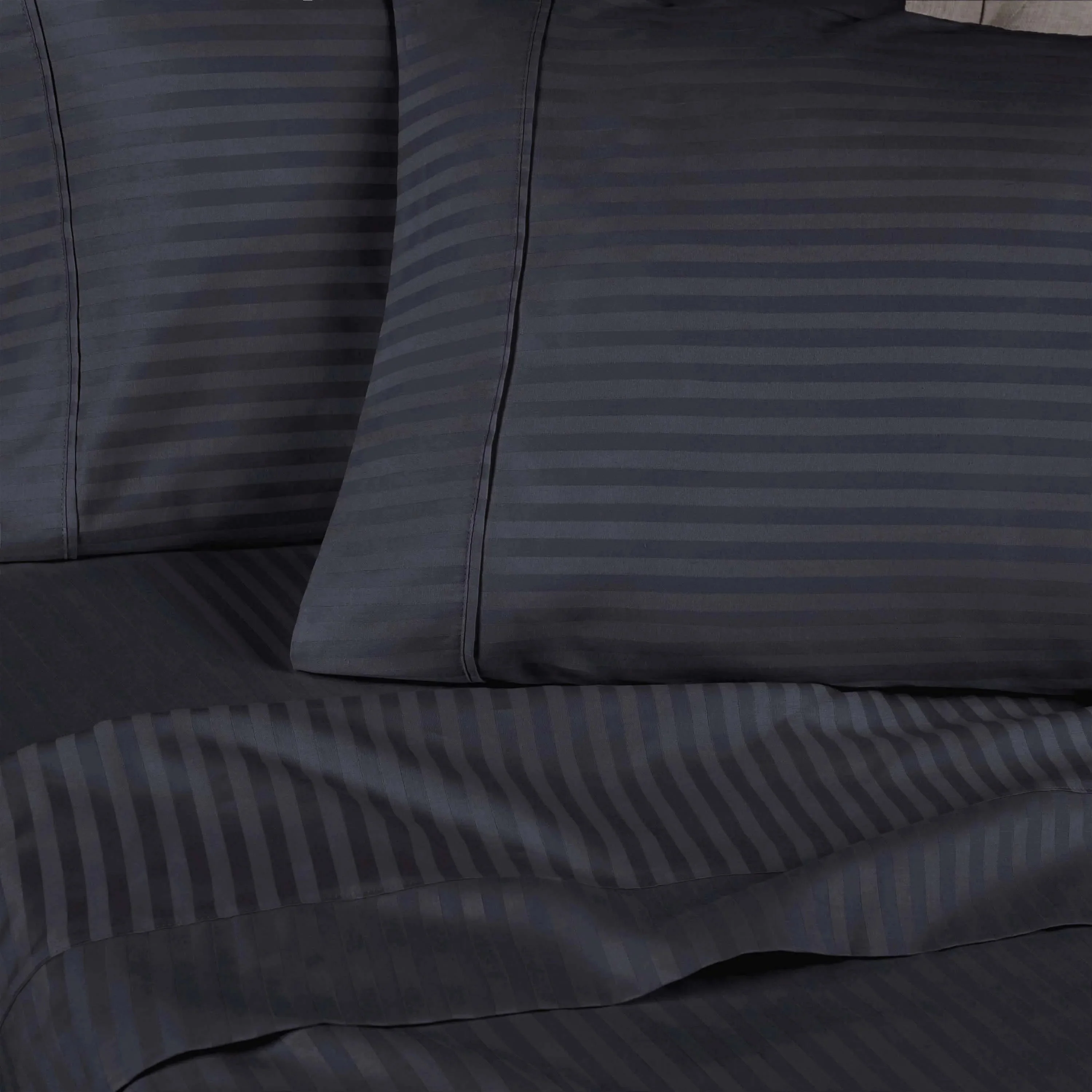 300 Thread Count Egyptian Cotton Sateen Stripe Bed Sheet Set - Image 30
