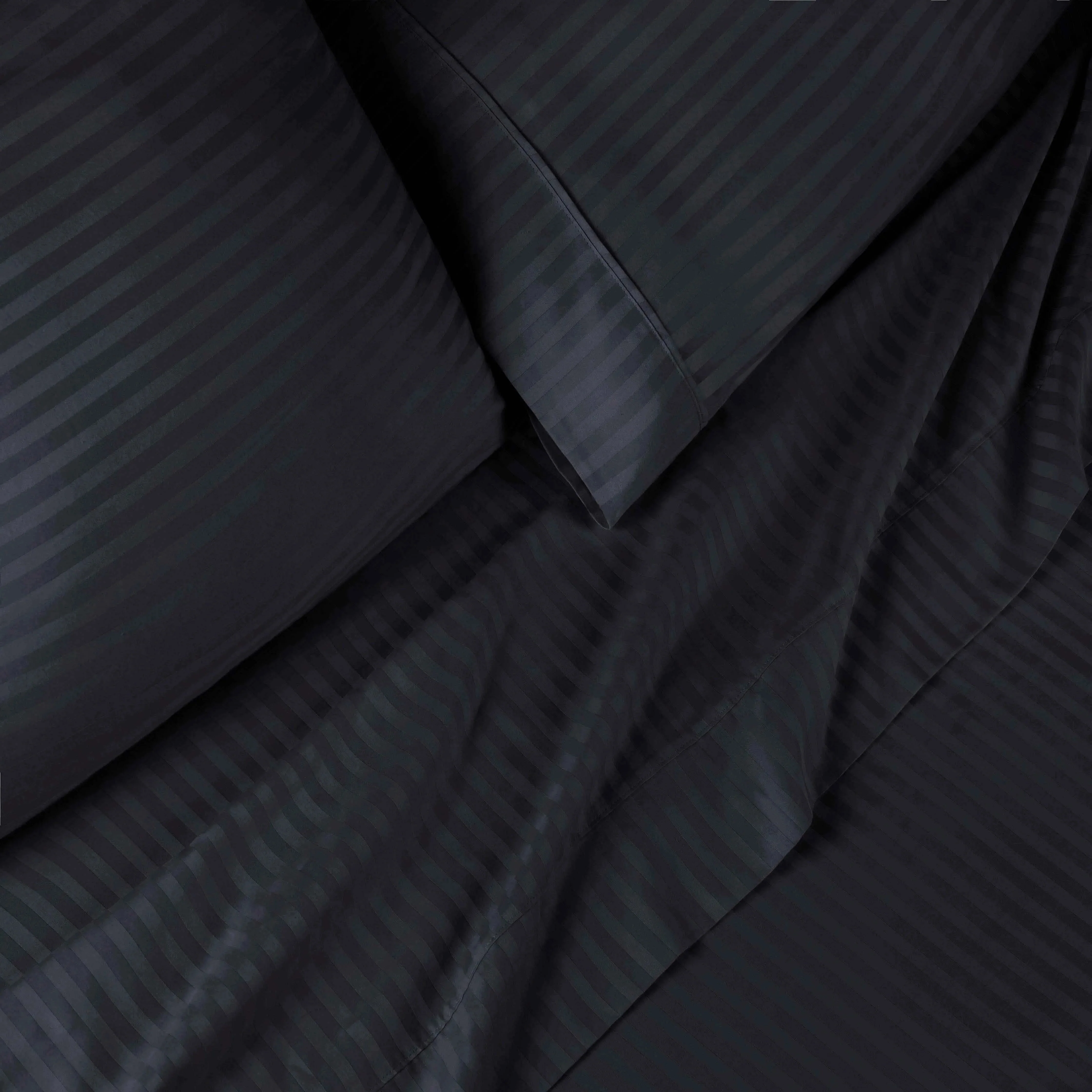 300 Thread Count Egyptian Cotton Sateen Stripe Bed Sheet Set - Image 31