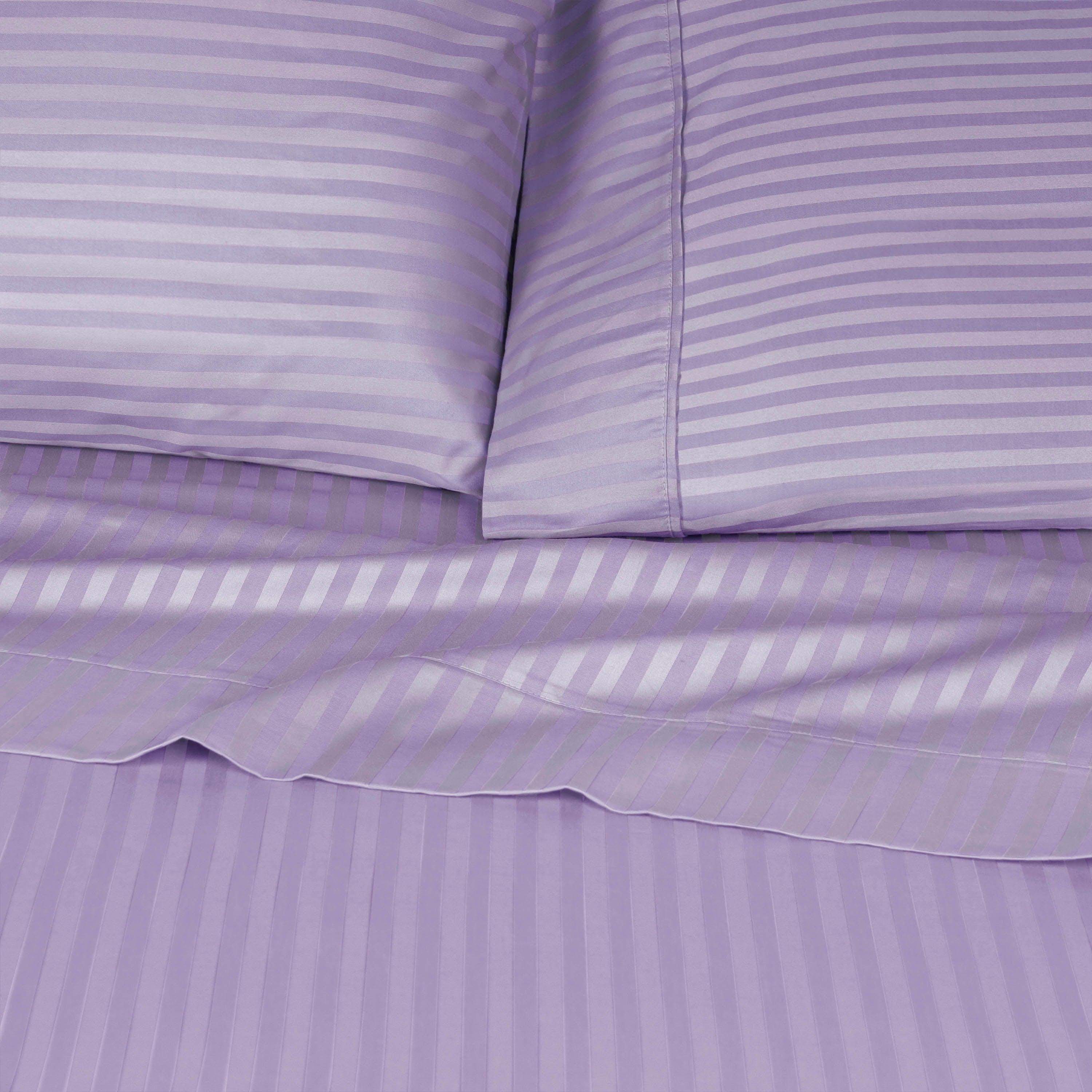 300 Thread Count Egyptian Cotton Sateen Stripe Bed Sheet Set - Image 35