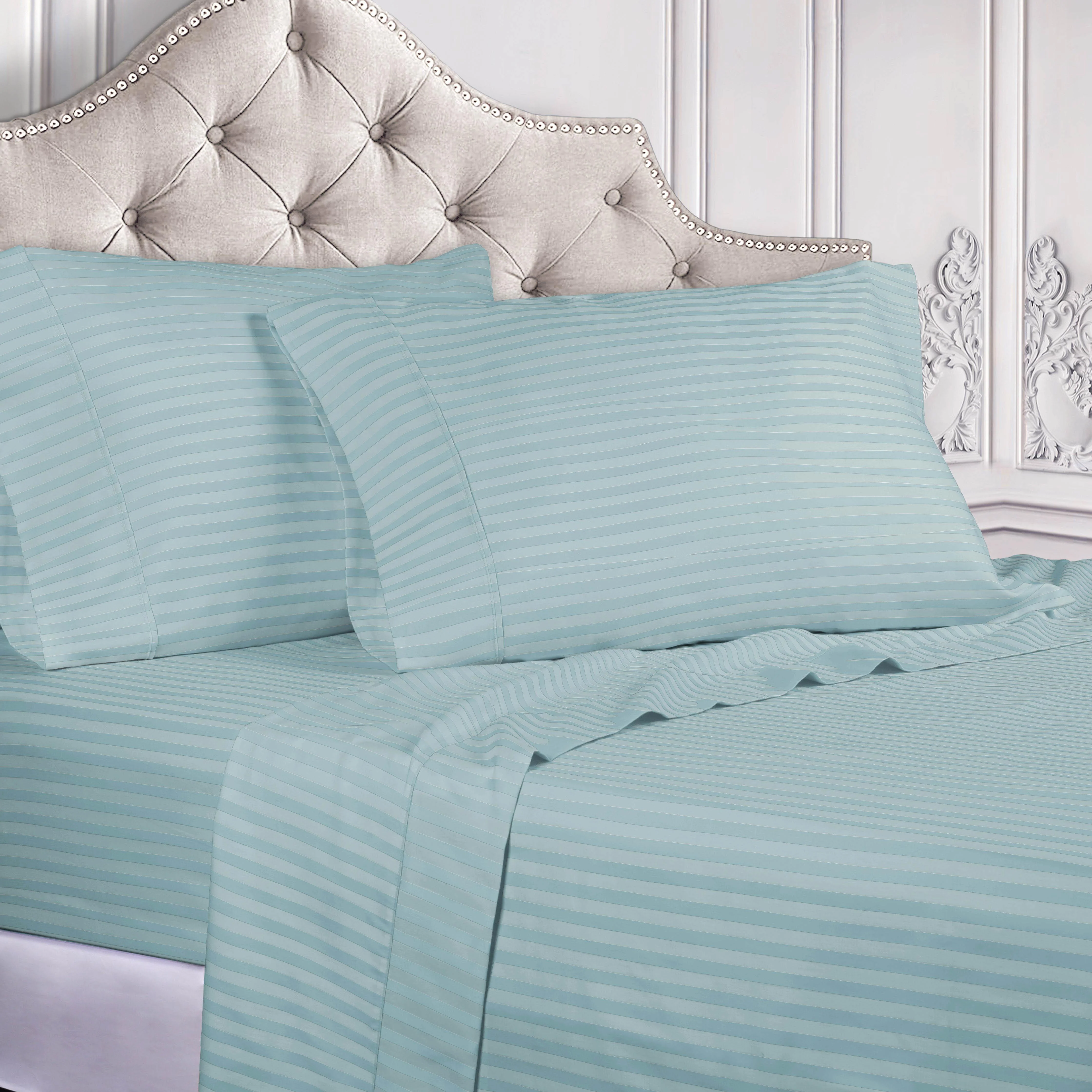 300 Thread Count Egyptian Cotton Sateen Stripe Bed Sheet Set - Image 4