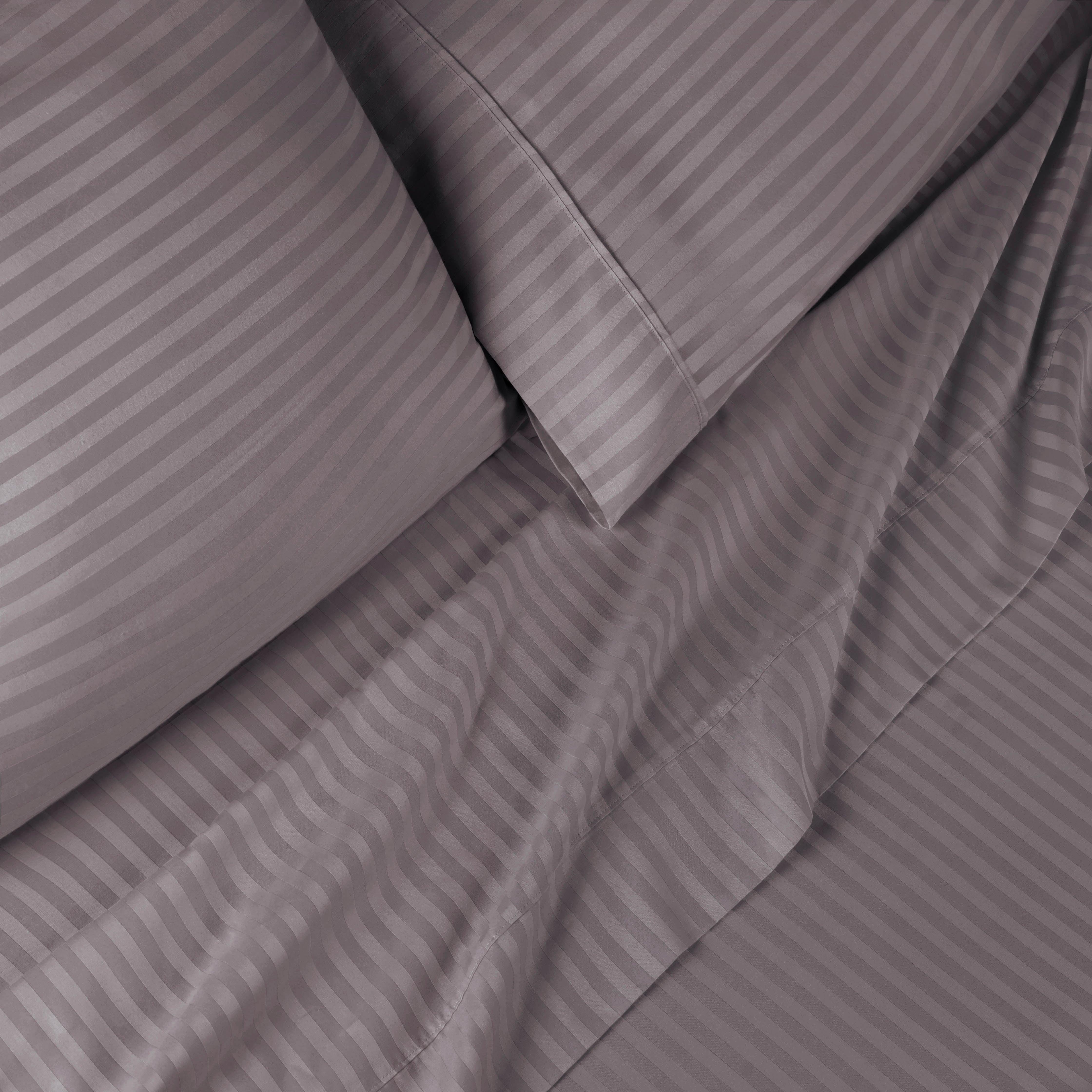 300 Thread Count Egyptian Cotton Sateen Stripe Bed Sheet Set - Image 40