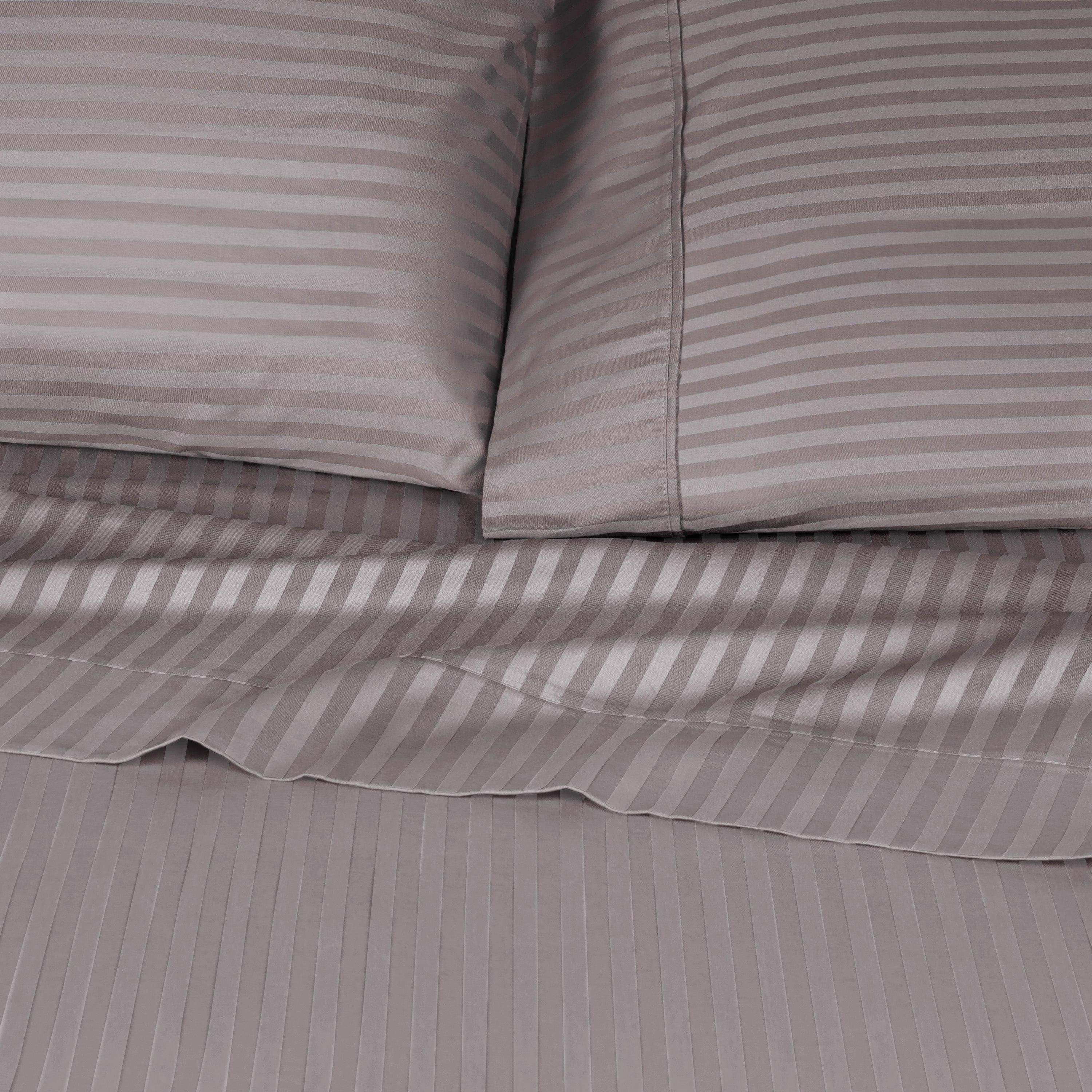 300 Thread Count Egyptian Cotton Sateen Stripe Bed Sheet Set - Image 41