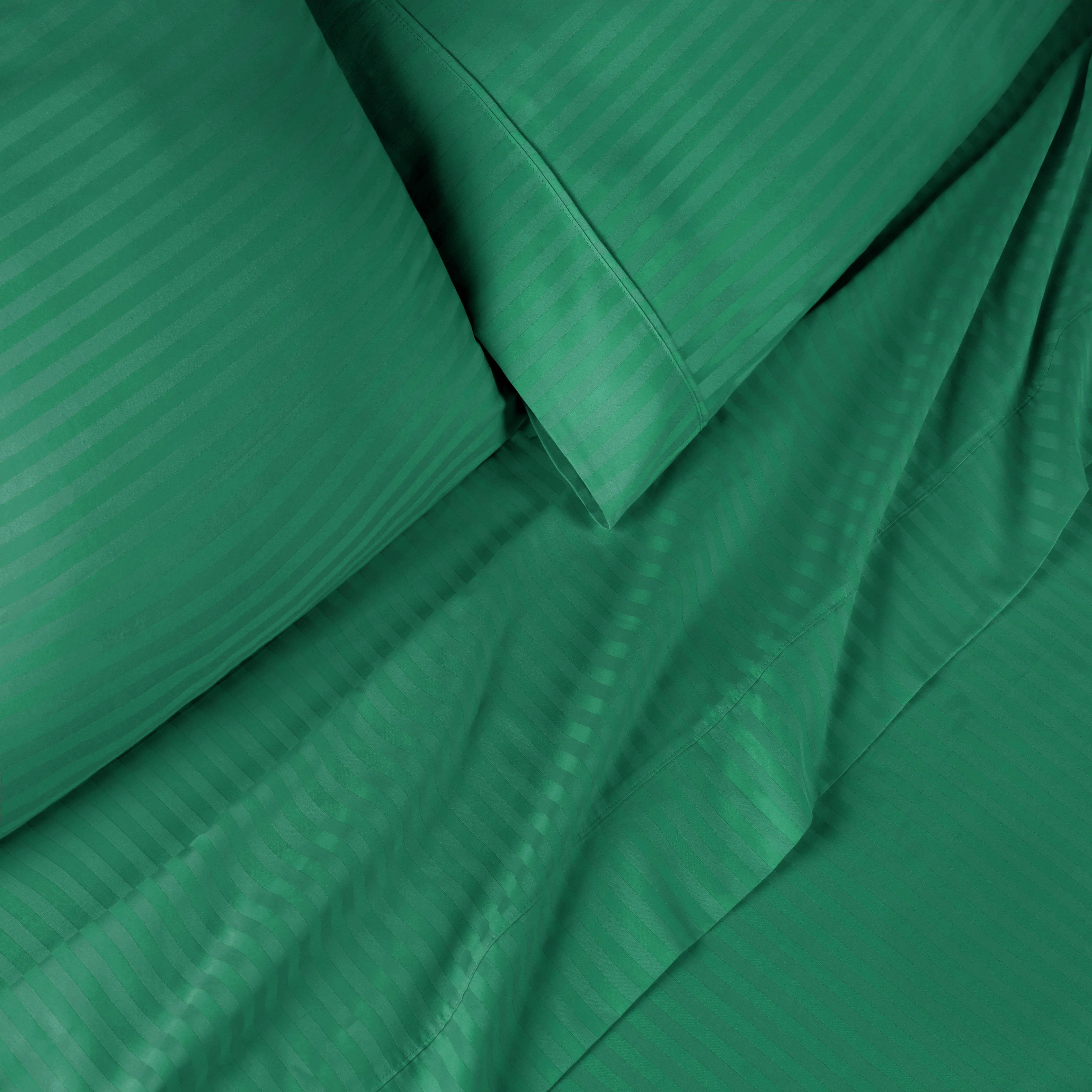 300 Thread Count Egyptian Cotton Sateen Stripe Bed Sheet Set - Image 43