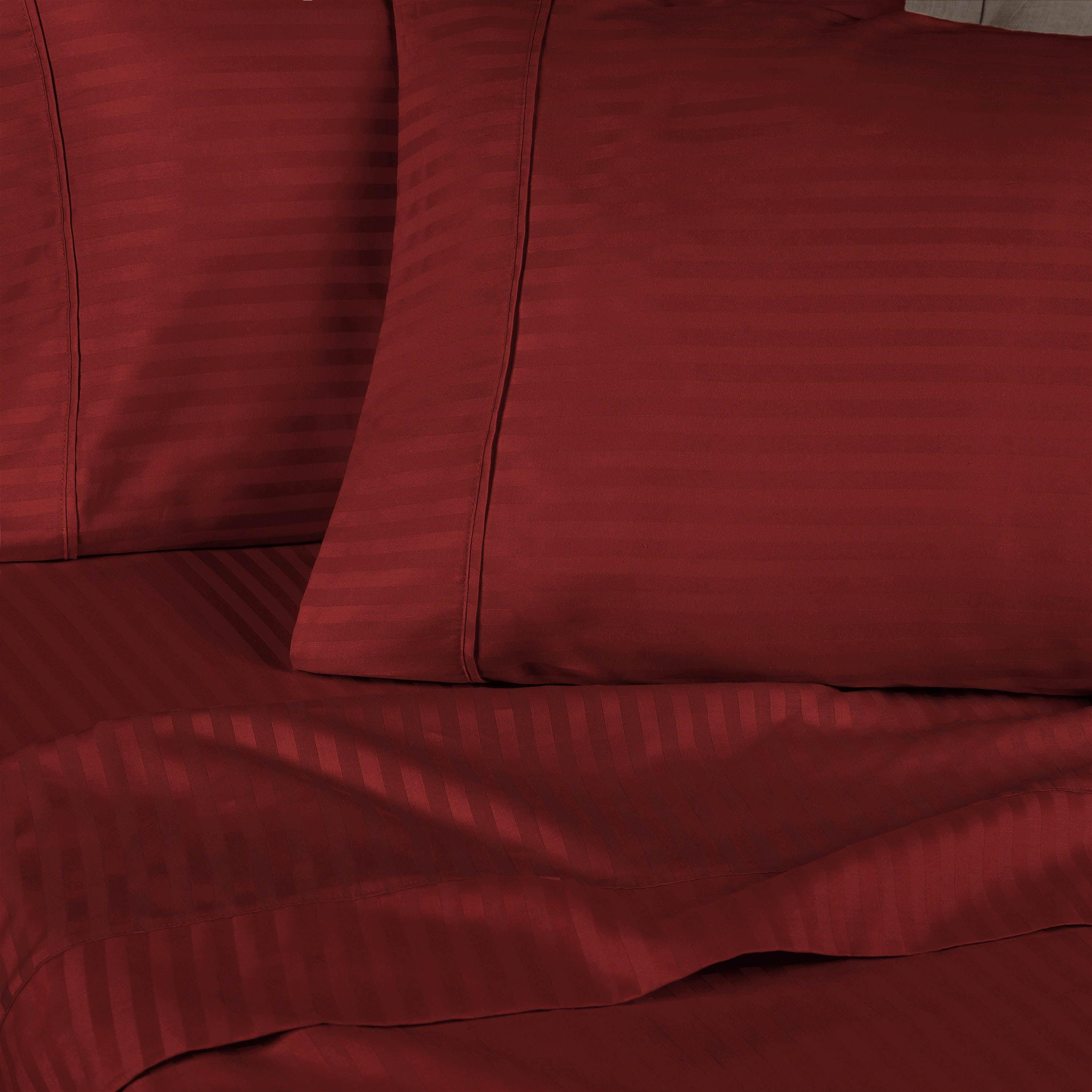 300 Thread Count Egyptian Cotton Sateen Stripe Bed Sheet Set - Image 45