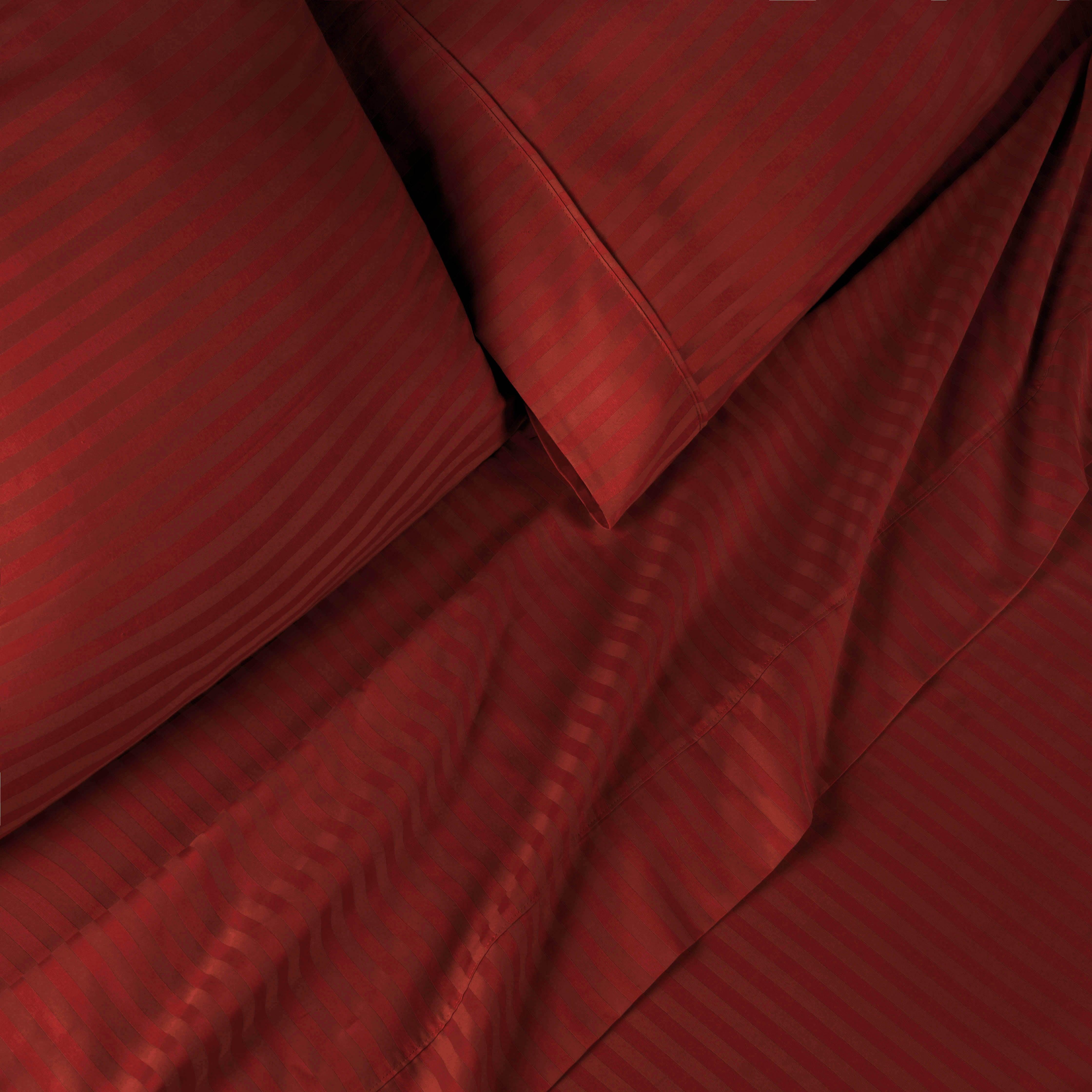 300 Thread Count Egyptian Cotton Sateen Stripe Bed Sheet Set - Image 46