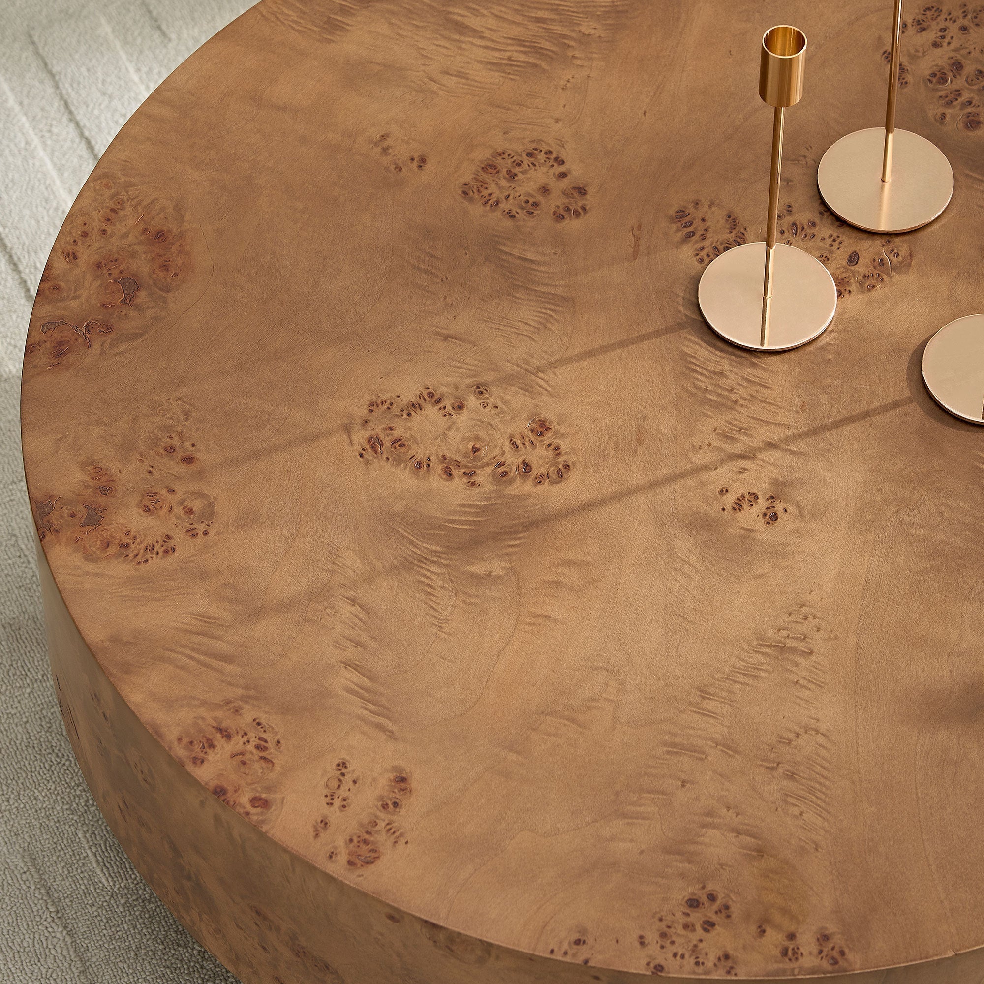 31.49'' Burl Wood Veneer Round Coffee Table - Image 11