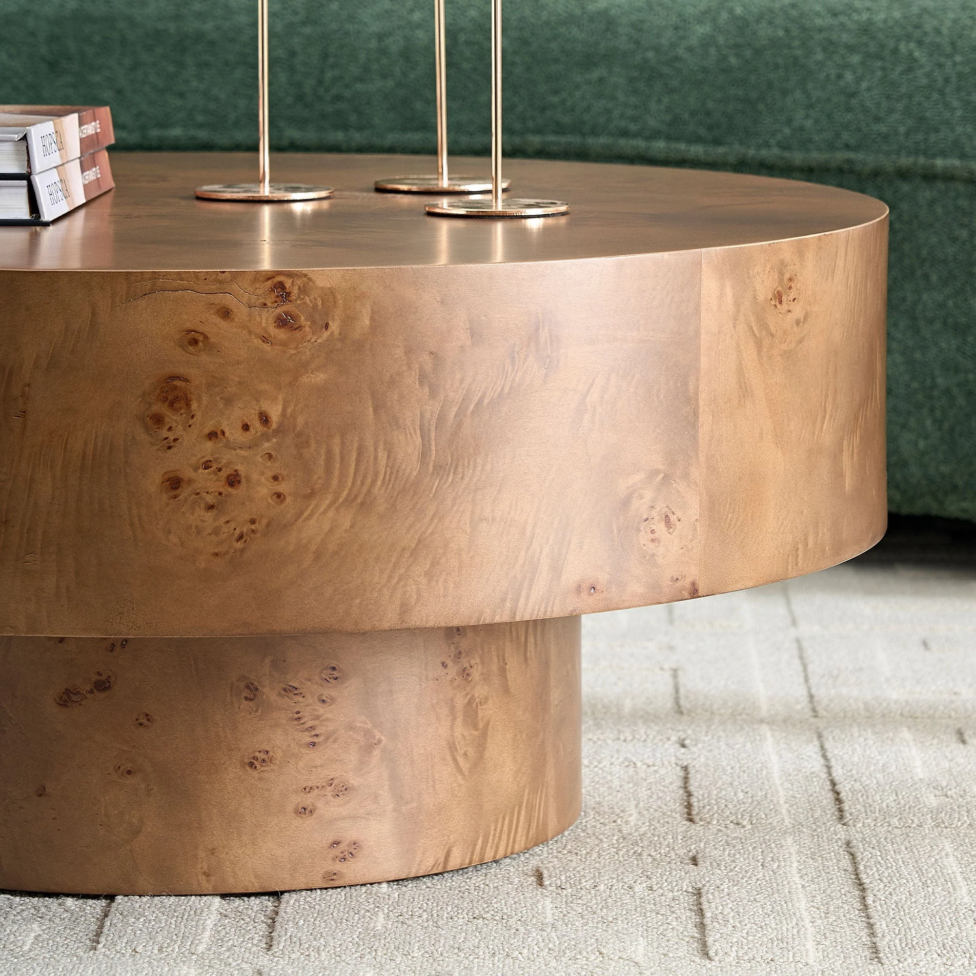31.49'' Burl Wood Veneer Round Coffee Table - Image 12