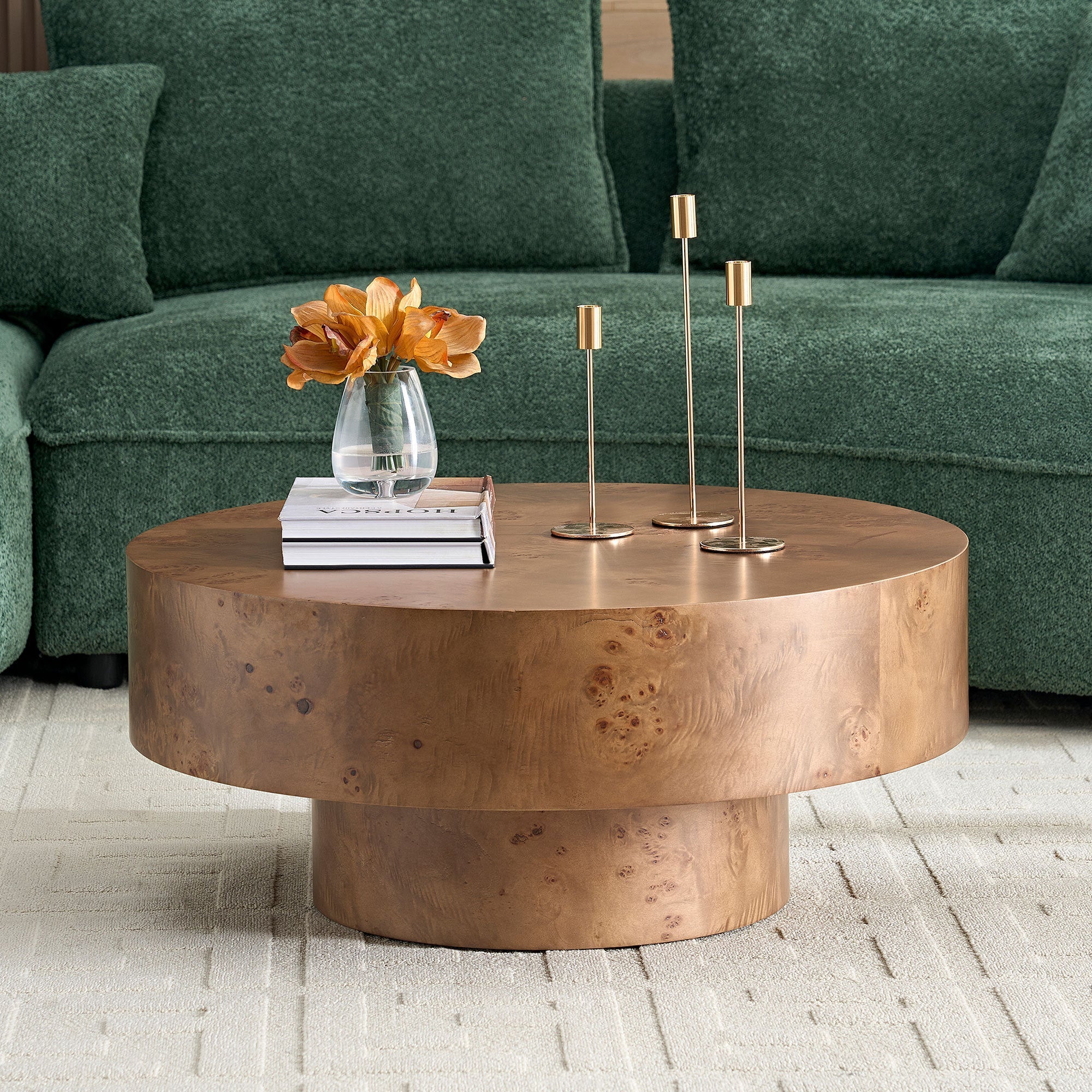 31.49'' Burl Wood Veneer Round Coffee Table - Image 4