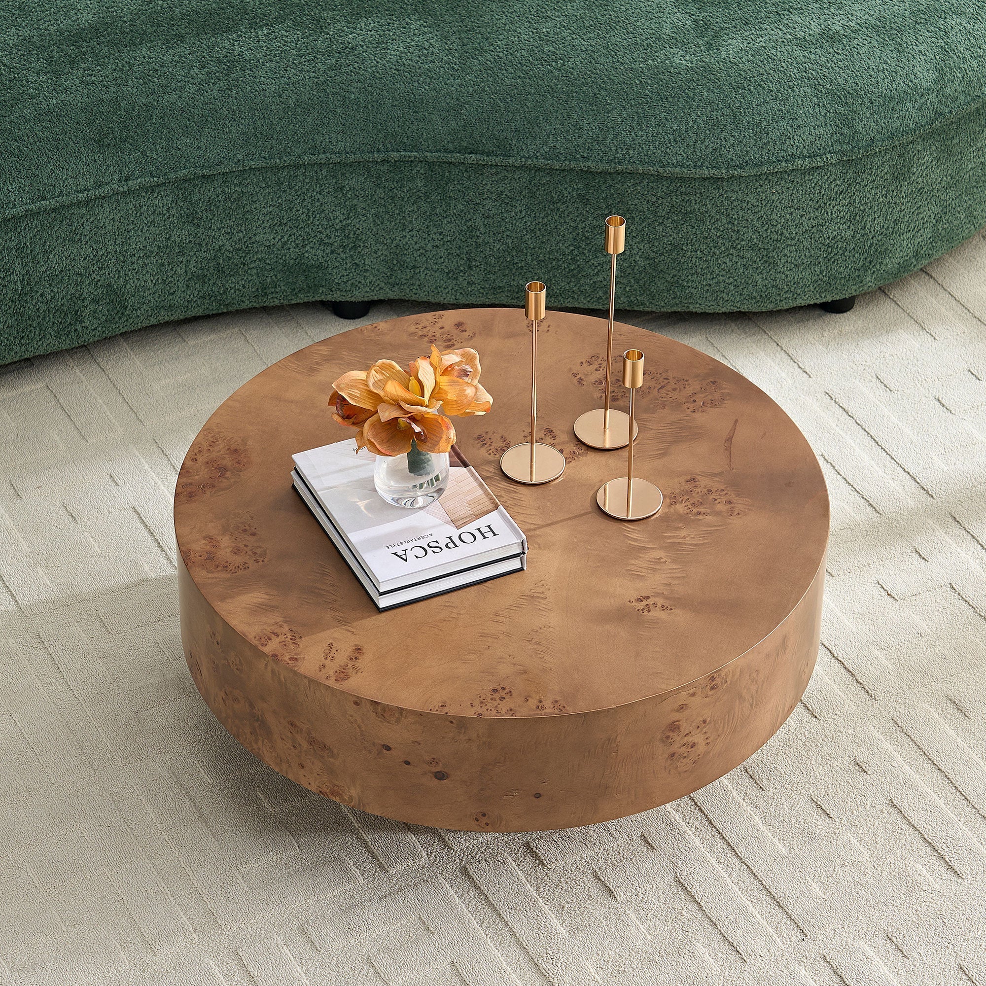 31.49'' Burl Wood Veneer Round Coffee Table - Image 5