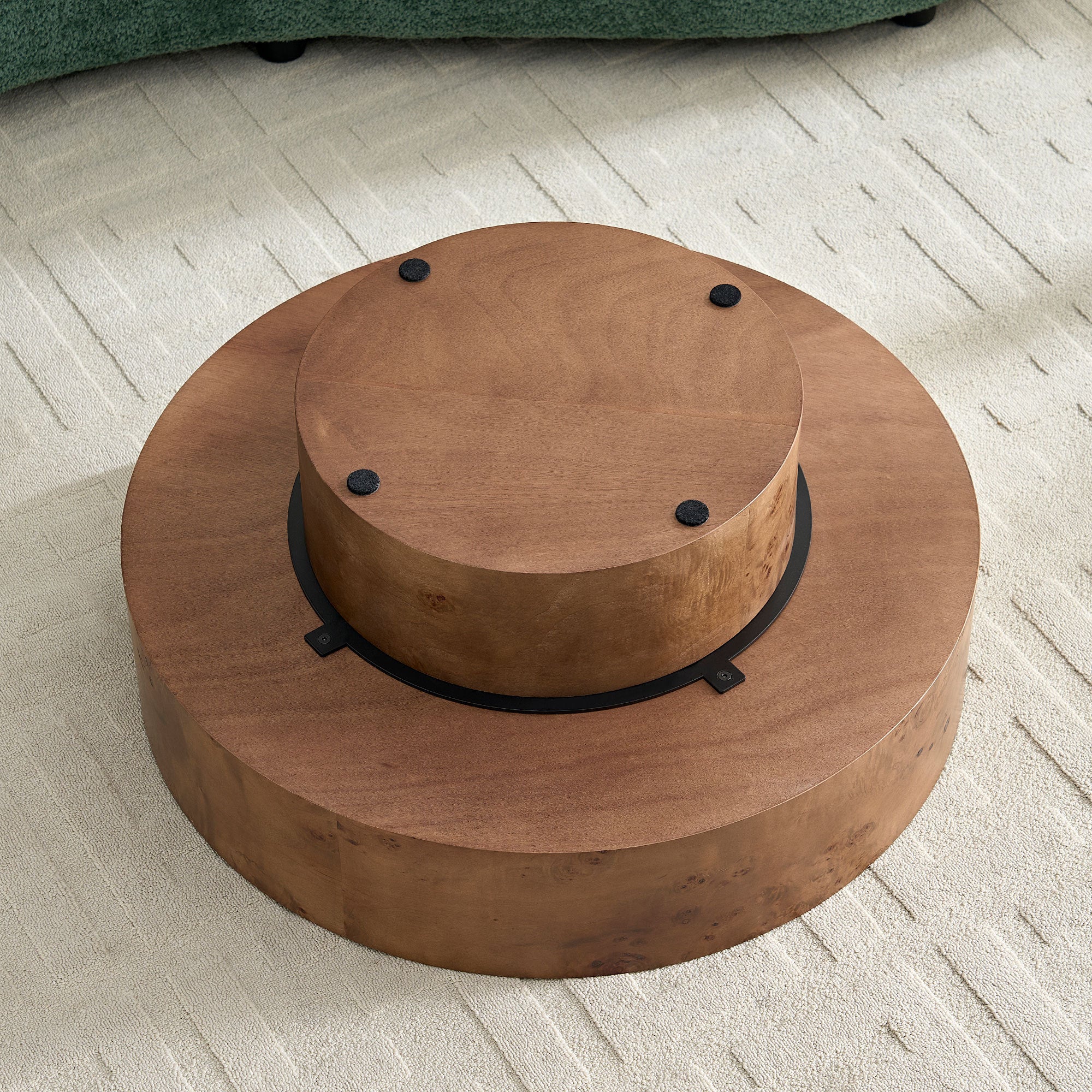 31.49'' Burl Wood Veneer Round Coffee Table - Image 7