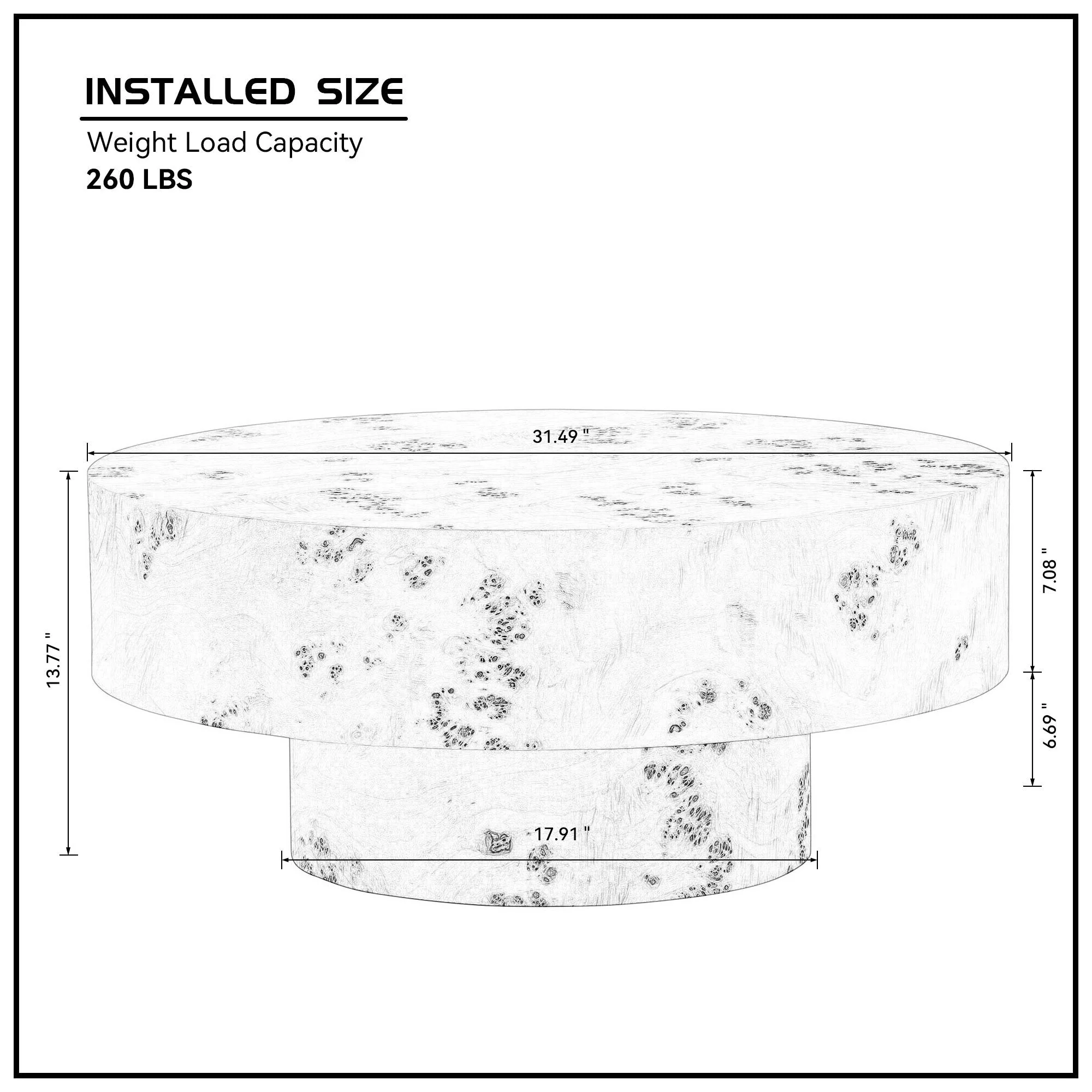 31.49'' Burl Wood Veneer Round Coffee Table - Image 8