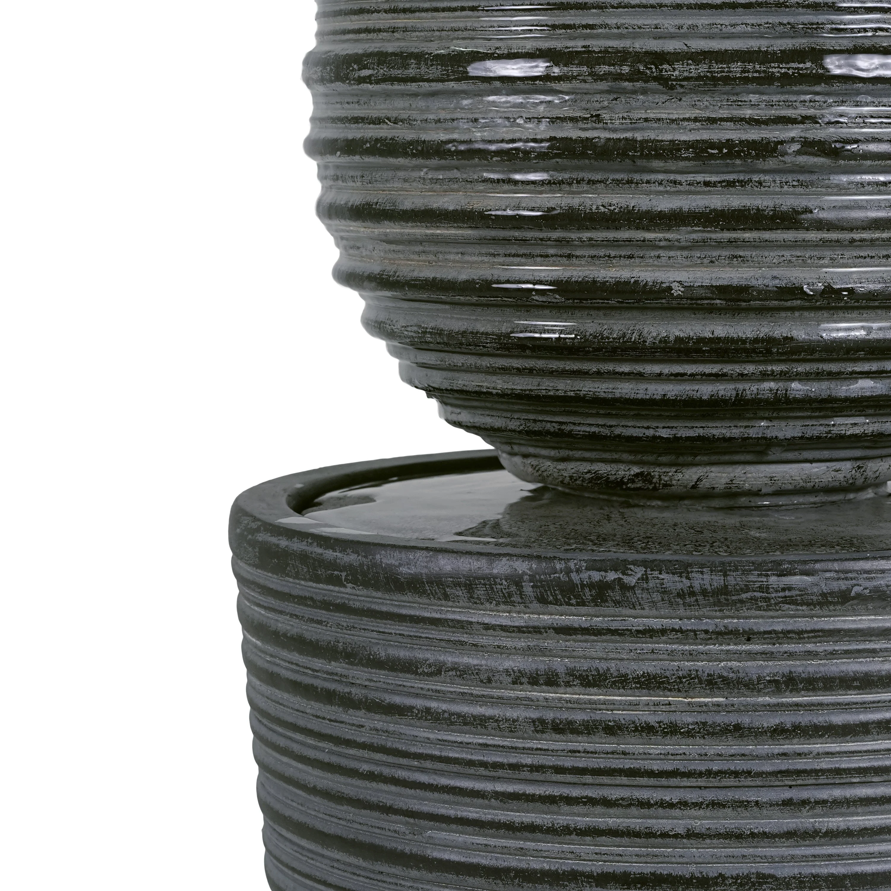 31.5' Tall Striped Concrete Column Fountain with LED Light - Gray Concrete Design - Image 8