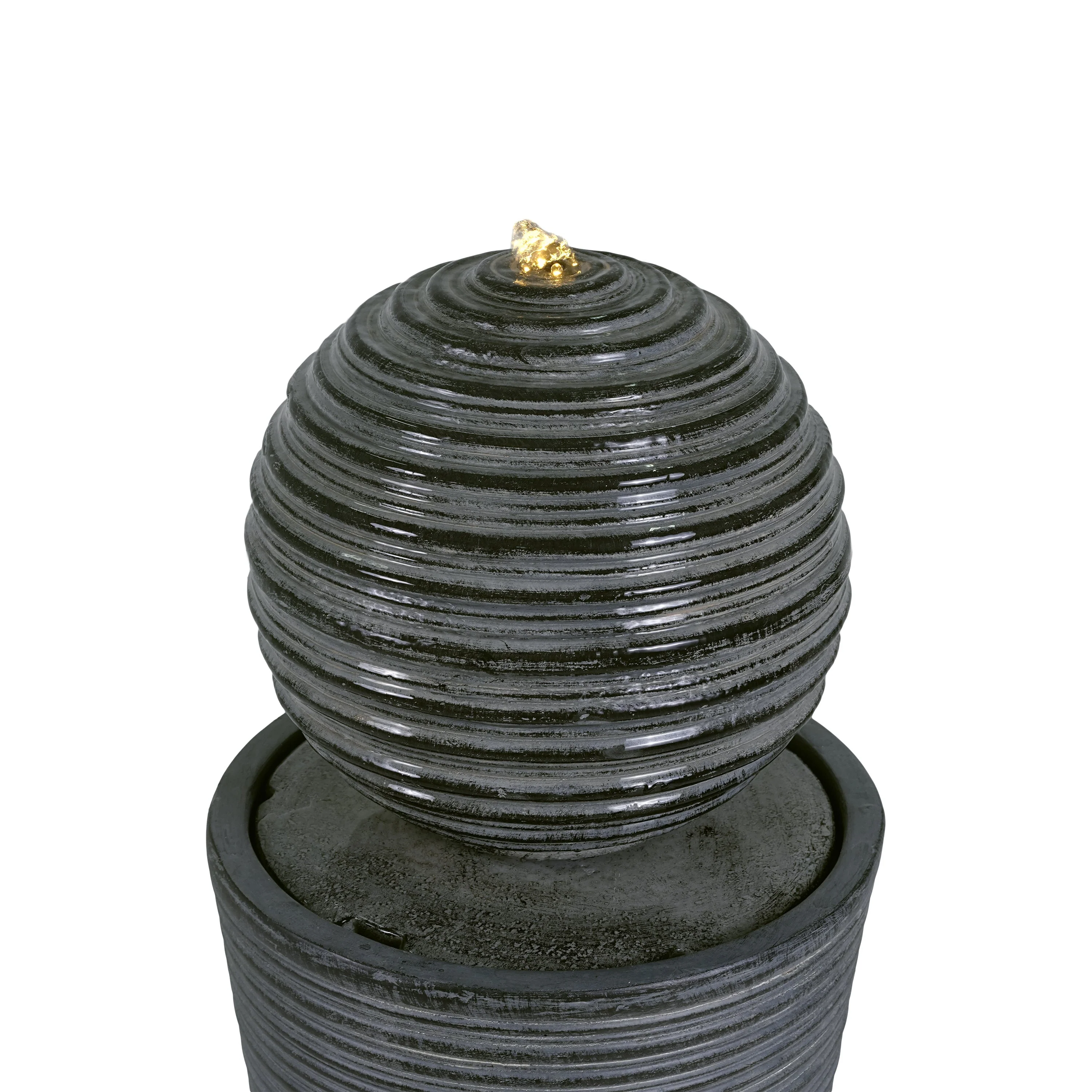 31.5' Tall Striped Concrete Column Fountain with LED Light - Gray Concrete Design - Image 9