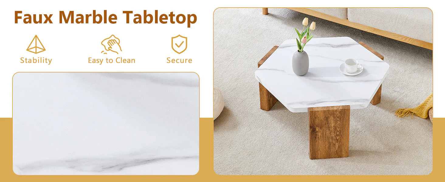 31-Inch Modern-Style Hexagonal Coffee Table - Image 19