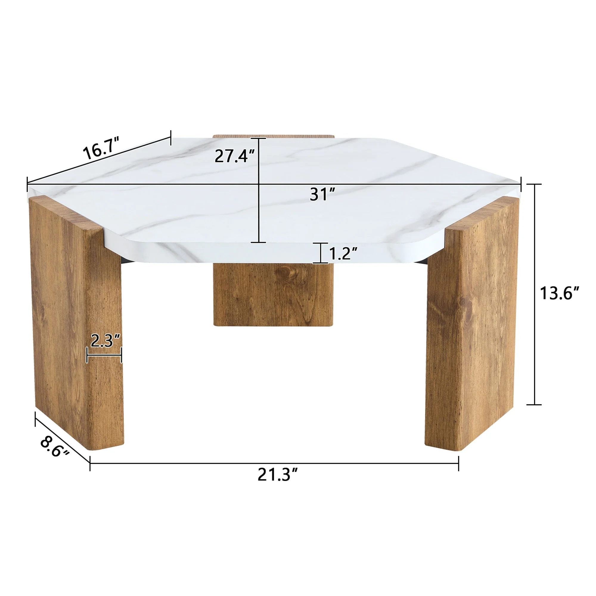 31-Inch Modern-Style Hexagonal Coffee Table - Image 2