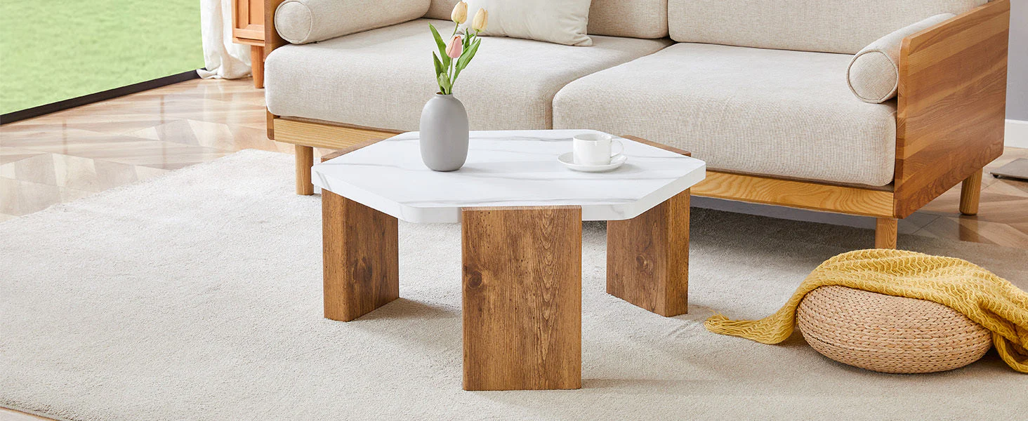 31-Inch Modern-Style Hexagonal Coffee Table - Image 21