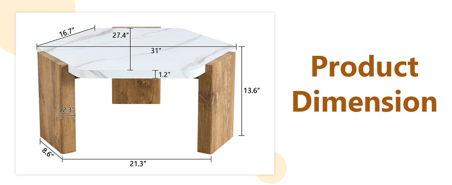 31-Inch Modern-Style Hexagonal Coffee Table - Image 22