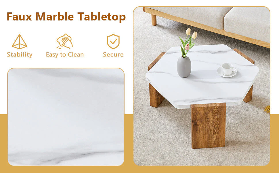 31-Inch Modern-Style Hexagonal Coffee Table - Image 25