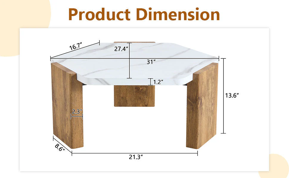 31-Inch Modern-Style Hexagonal Coffee Table - Image 26