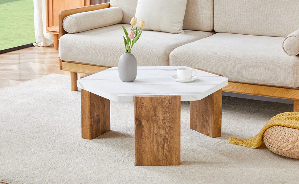 31-Inch Modern-Style Hexagonal Coffee Table - Image 27
