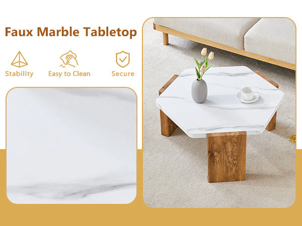 31-Inch Modern-Style Hexagonal Coffee Table - Image 32