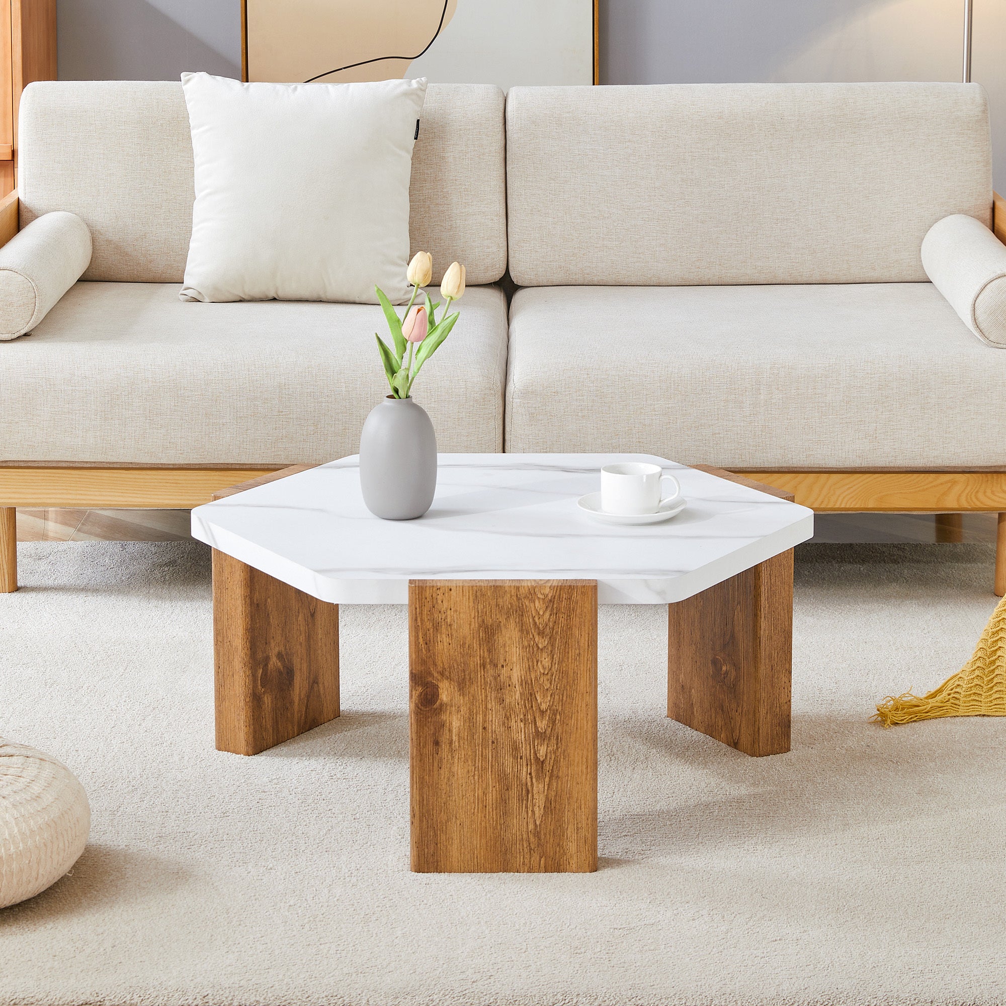 31-Inch Modern-Style Hexagonal Coffee Table - Image 4