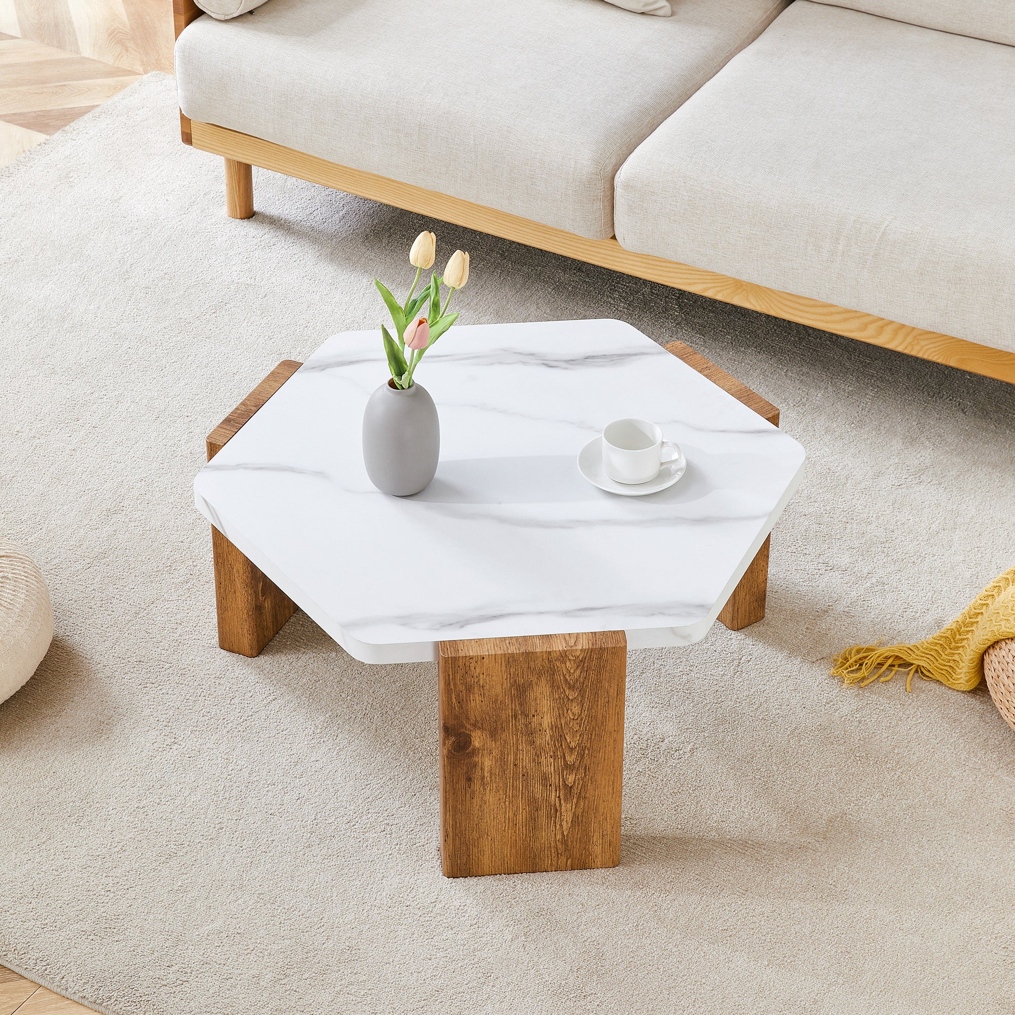 31-Inch Modern-Style Hexagonal Coffee Table - Image 5