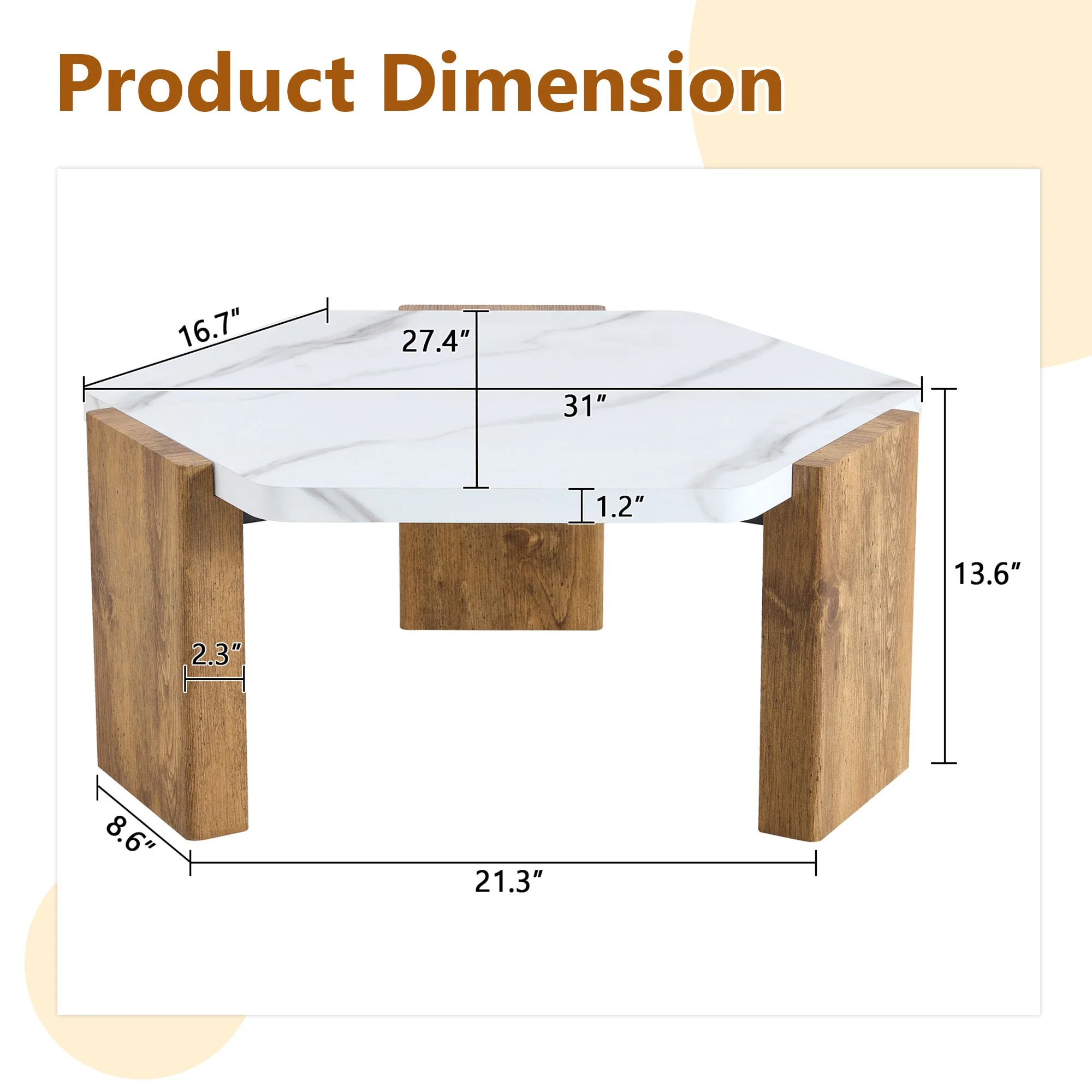 31-Inch Modern-Style Hexagonal Coffee Table - Image 8