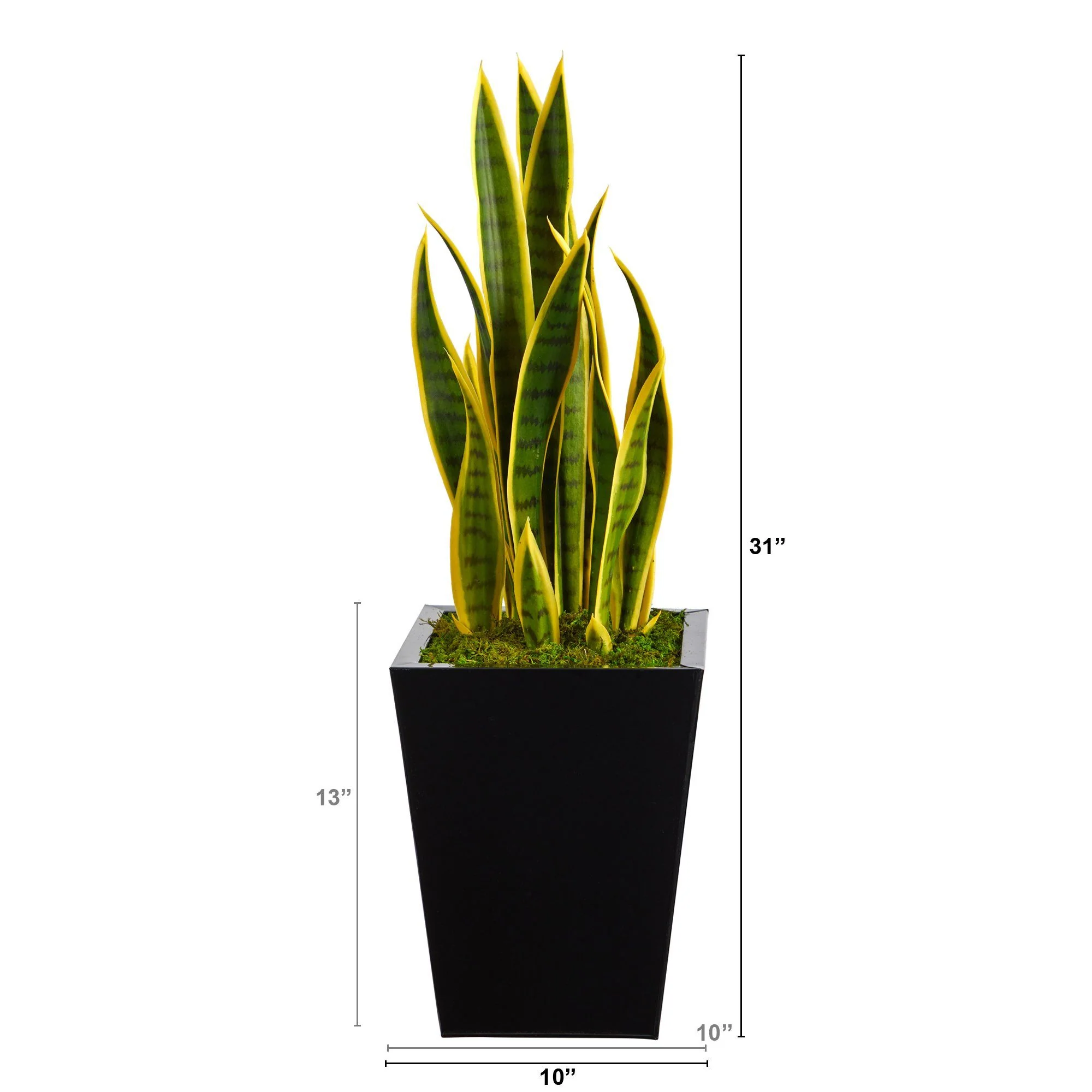 31” Sansevieria Artificial Plant in Black Metal Planter - Image 2
