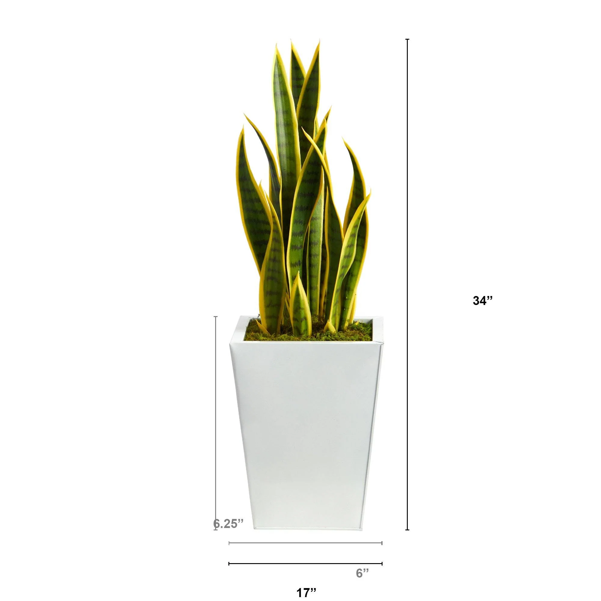 31” Sansevieria Artificial Plant in Black Metal Planter - Image 6