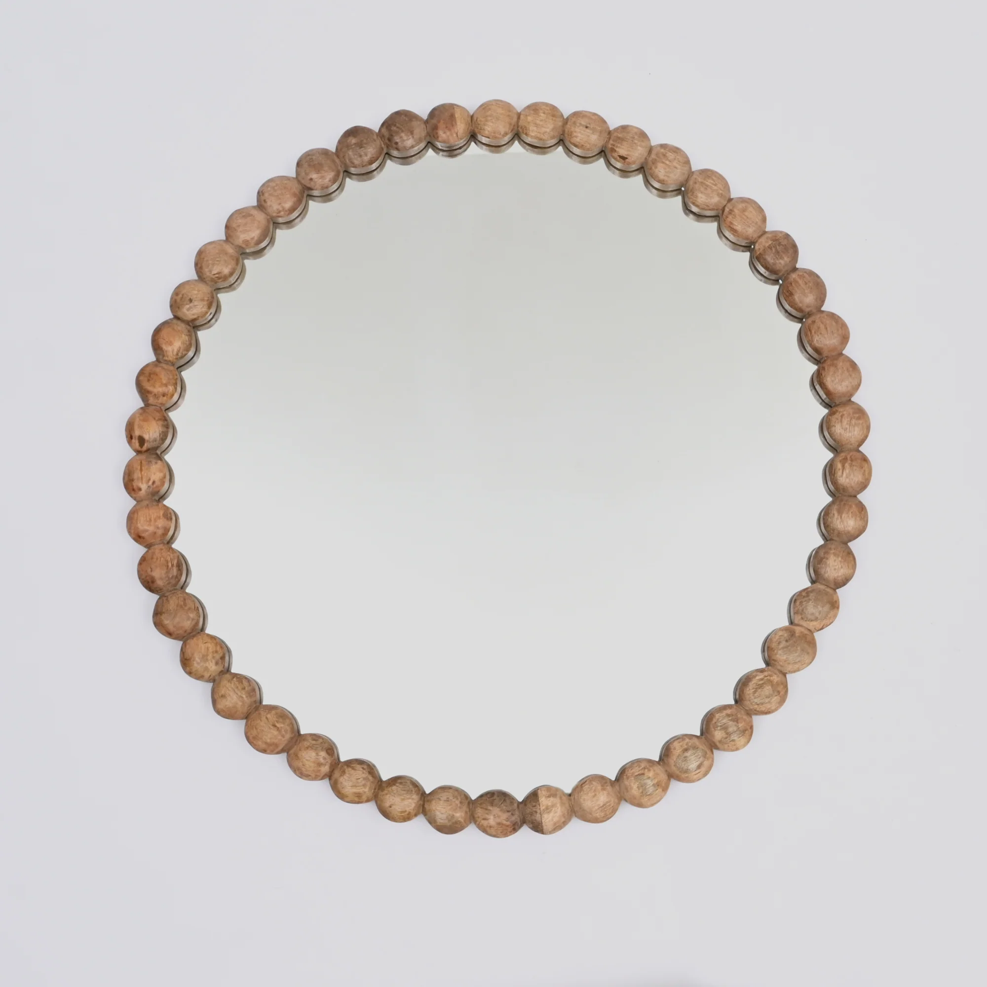 32-Inch Wooden Beaded Round Wall Mirror - Image 3