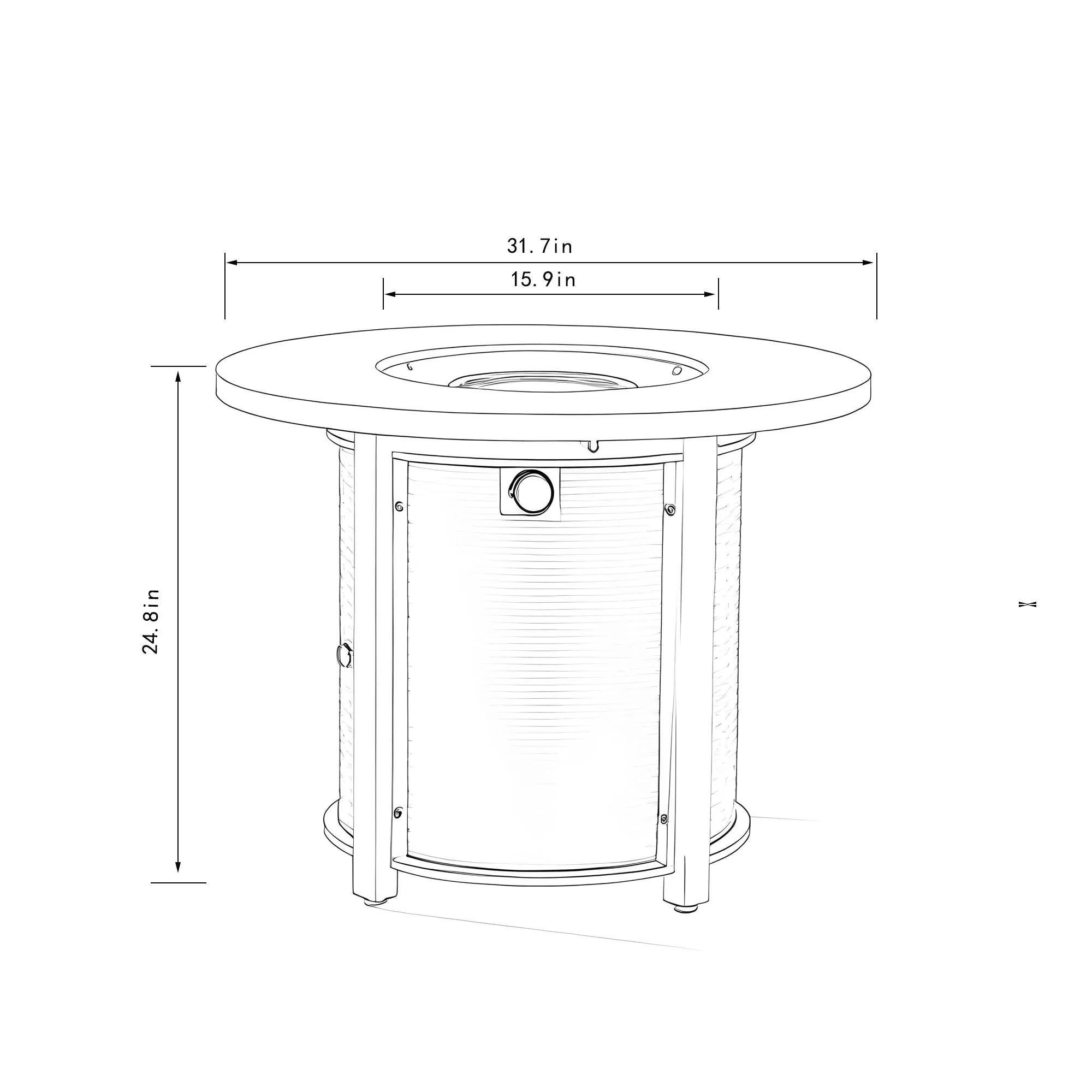 32" Propane Gas Fire Pit Table, 50000 BTU - Black Steel - Image 3