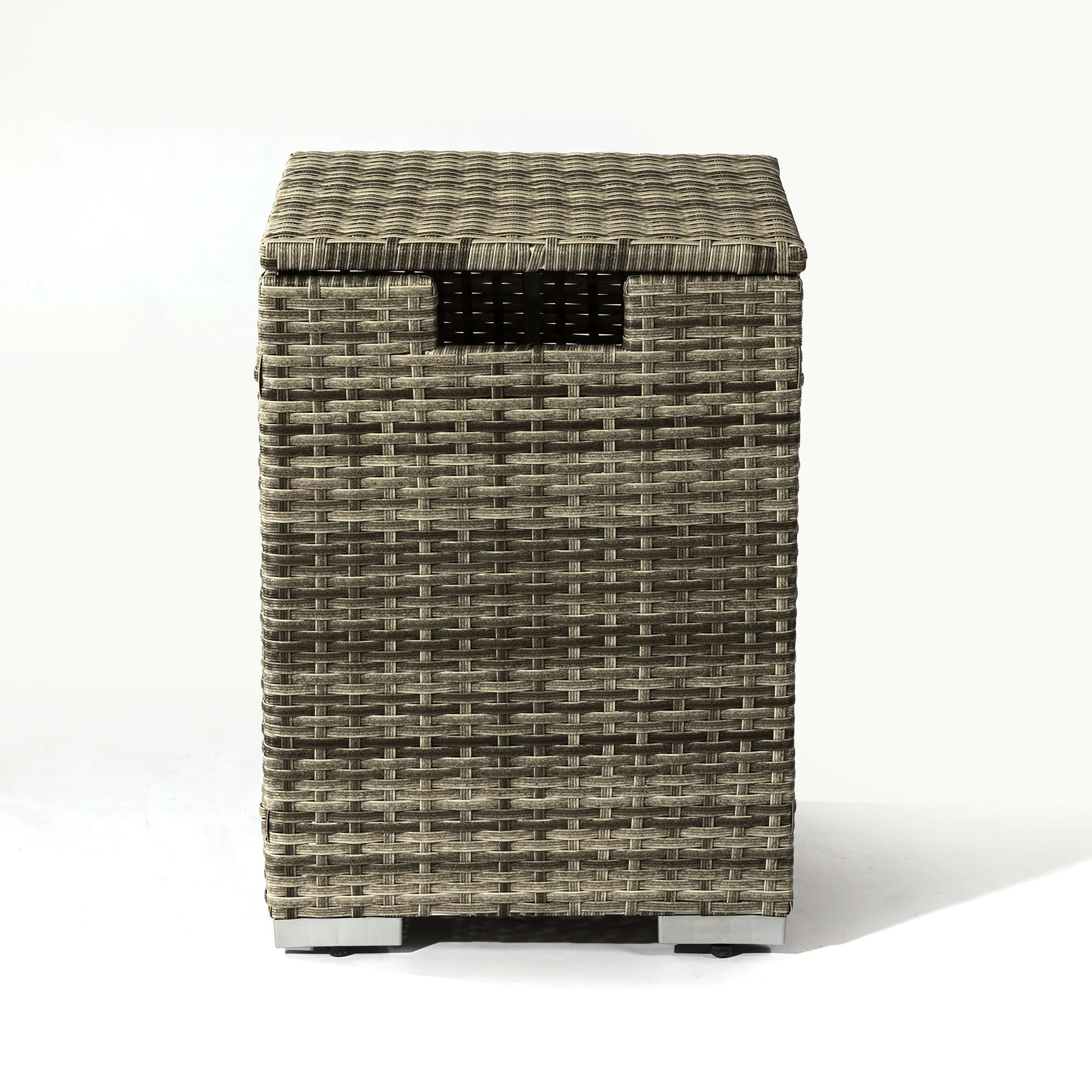 32" Propane Gas Fire Pit Table with Wicker Base and Propane Tank Cover - Image 4