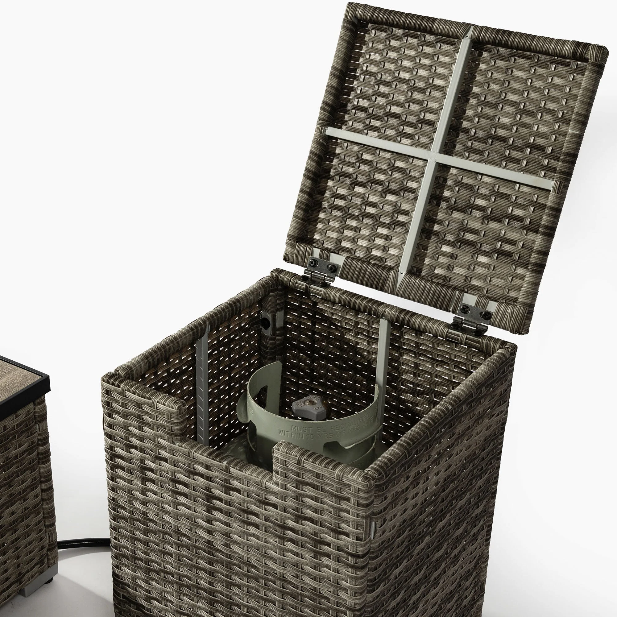 32" Propane Gas Fire Pit Table with Wicker Base and Propane Tank Cover - Image 9