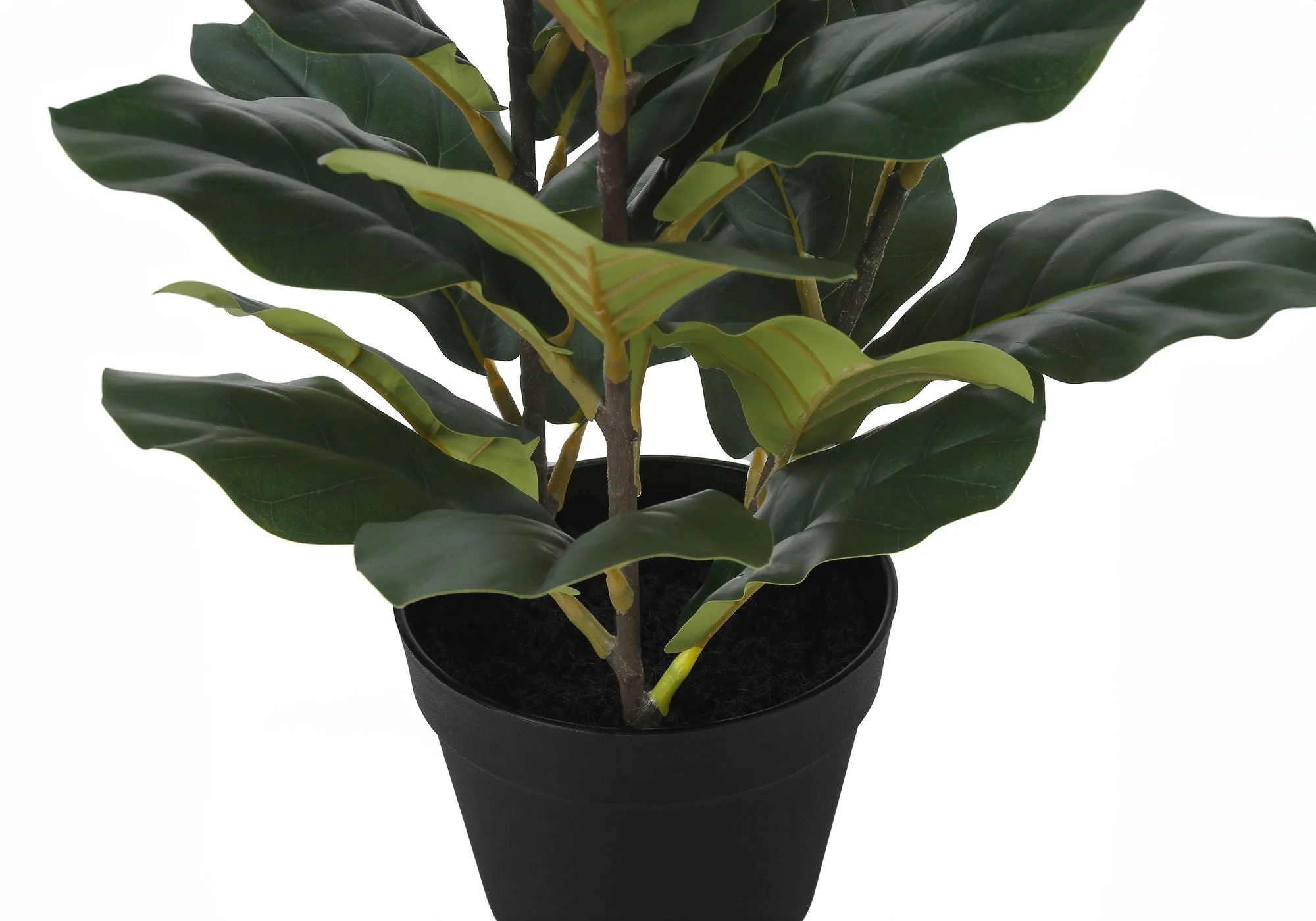 32" Tall, Artificial Plant, Fiddle Tree, Indoor, Faux, Fake, Floor, Greenery, Potted, Real Touch, Decorative - Green / Black - Image 3