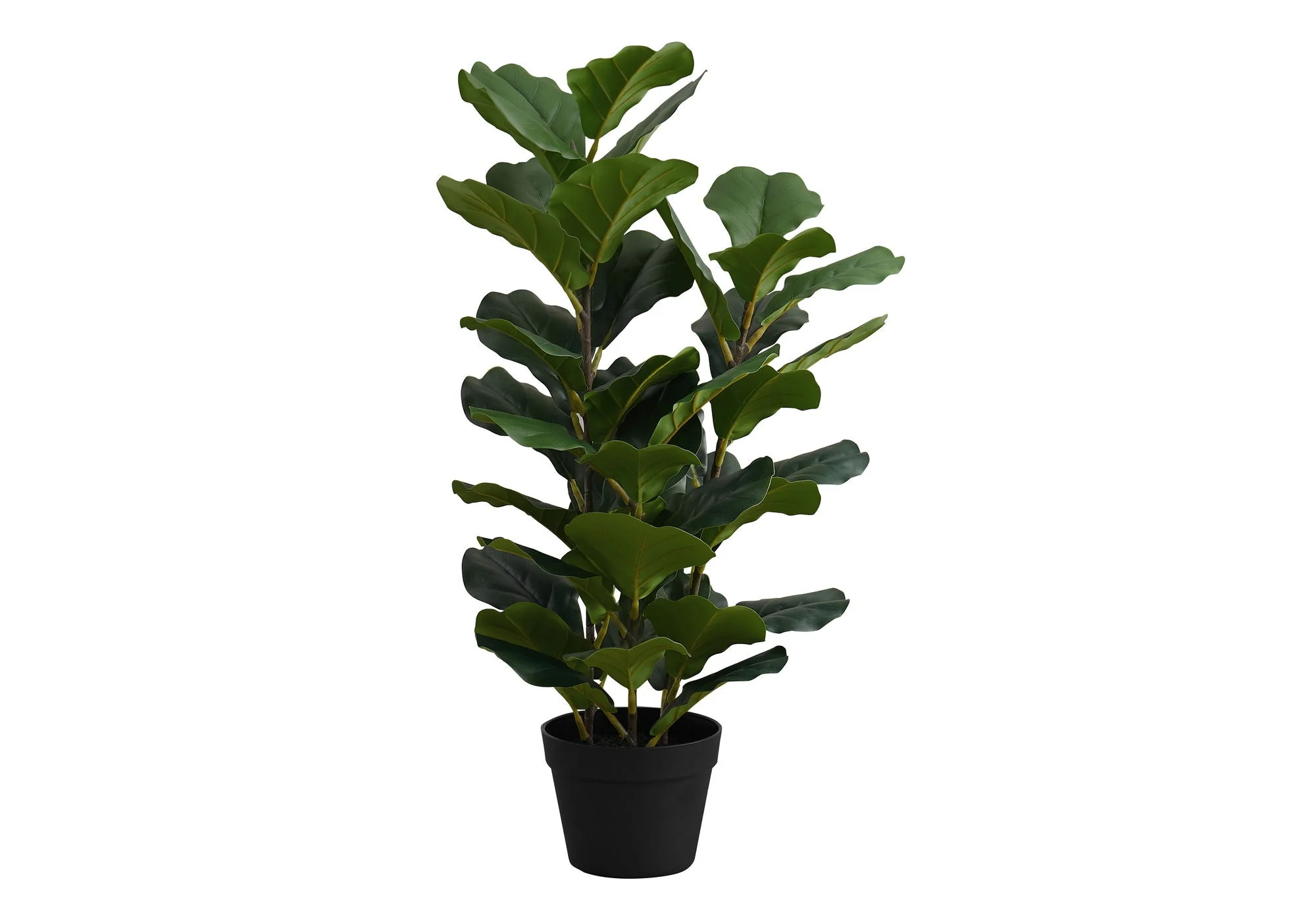 32" Tall, Artificial Plant, Fiddle Tree, Indoor, Faux, Fake, Floor, Greenery, Potted, Real Touch, Decorative - Green / Black - Image 4