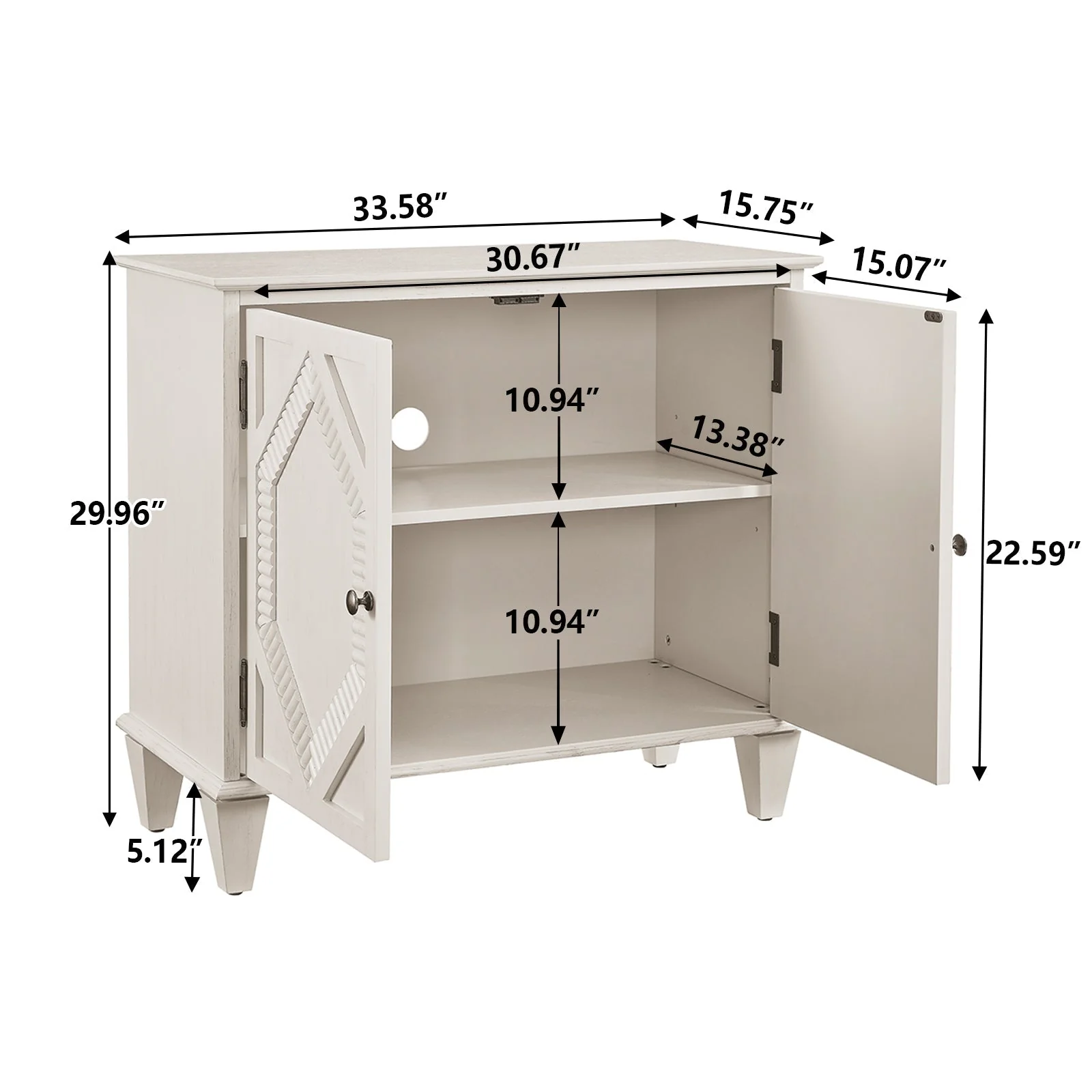 33.6' Retro Wooden Sideboard Buffet Cabinet with Storage - Image 9