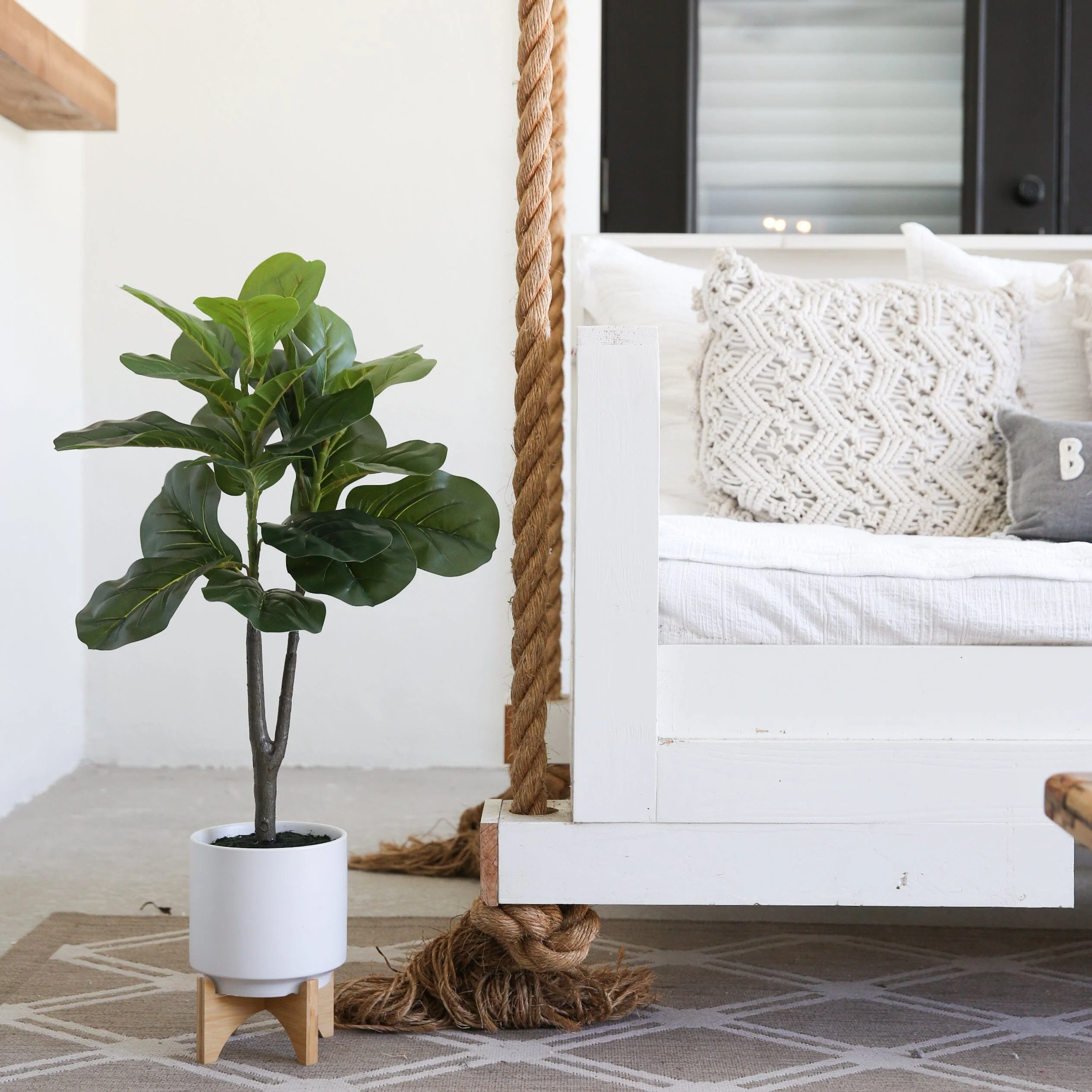 33” Artificial Fiddle Fig with Stand Planter - Image 2