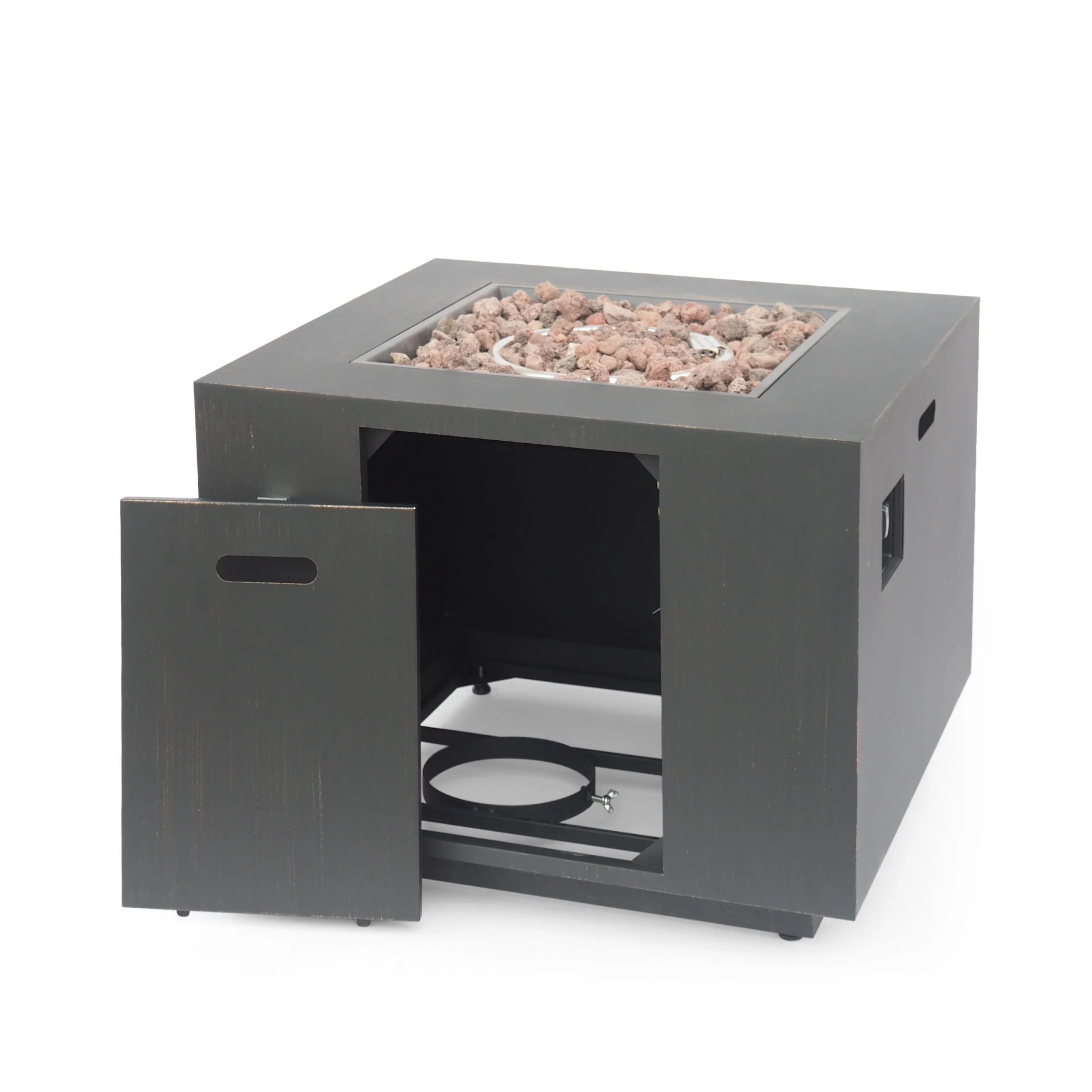 33" Outdoor Iron Square Propane Fire Pit - Brushed Brown - Image 10