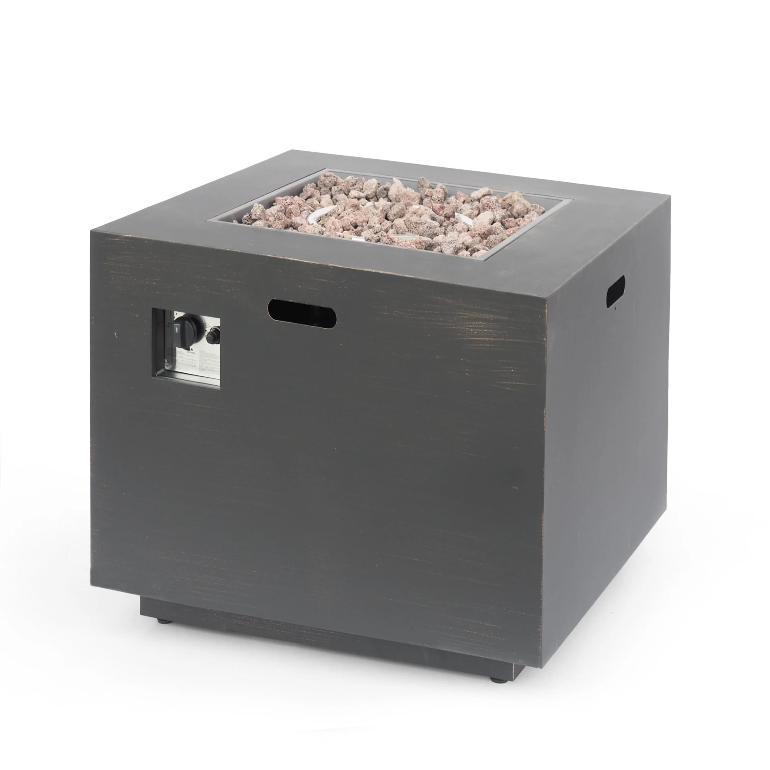 33" Outdoor Iron Square Propane Fire Pit - Brushed Brown - Image 12