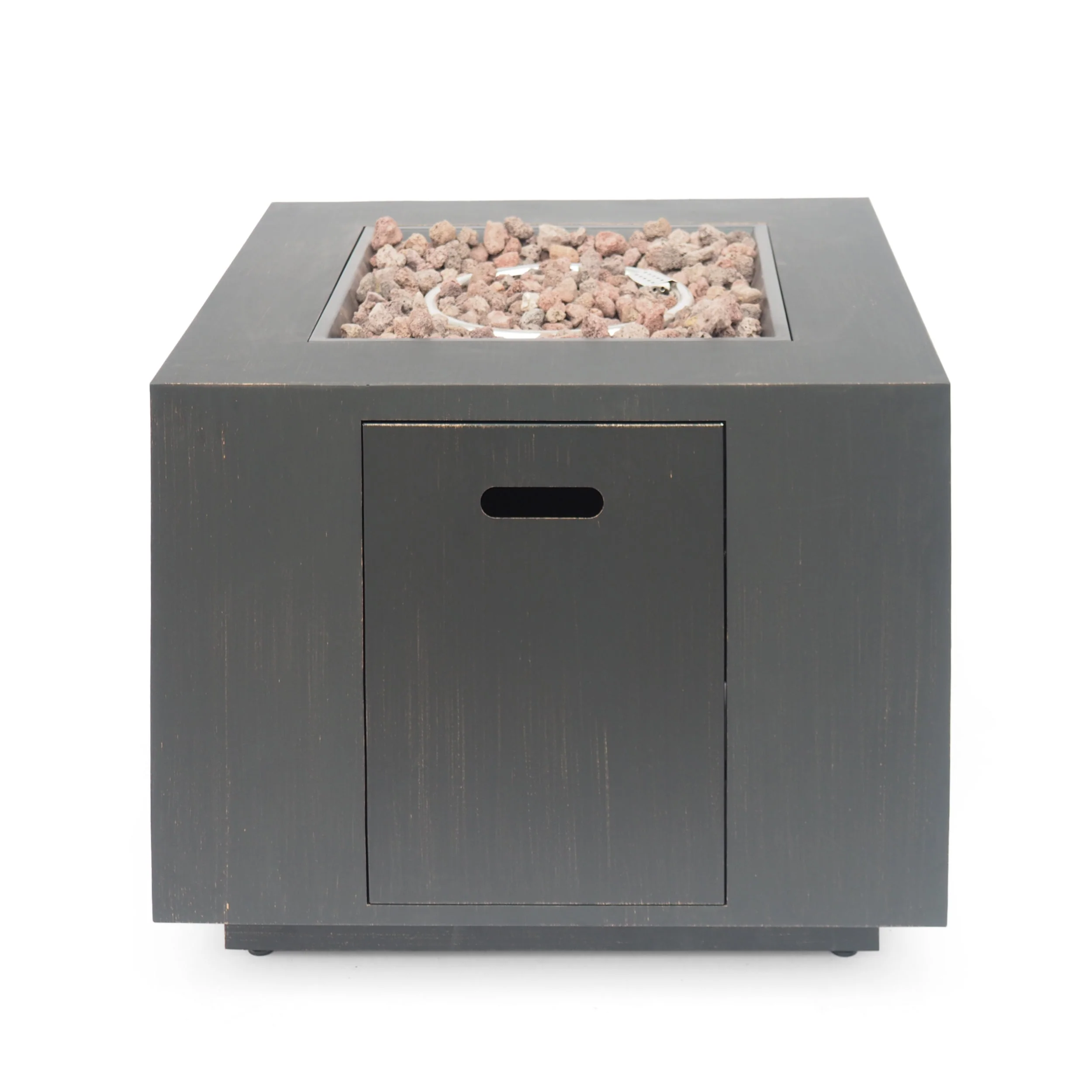 33" Outdoor Iron Square Propane Fire Pit - Brushed Brown - Image 7