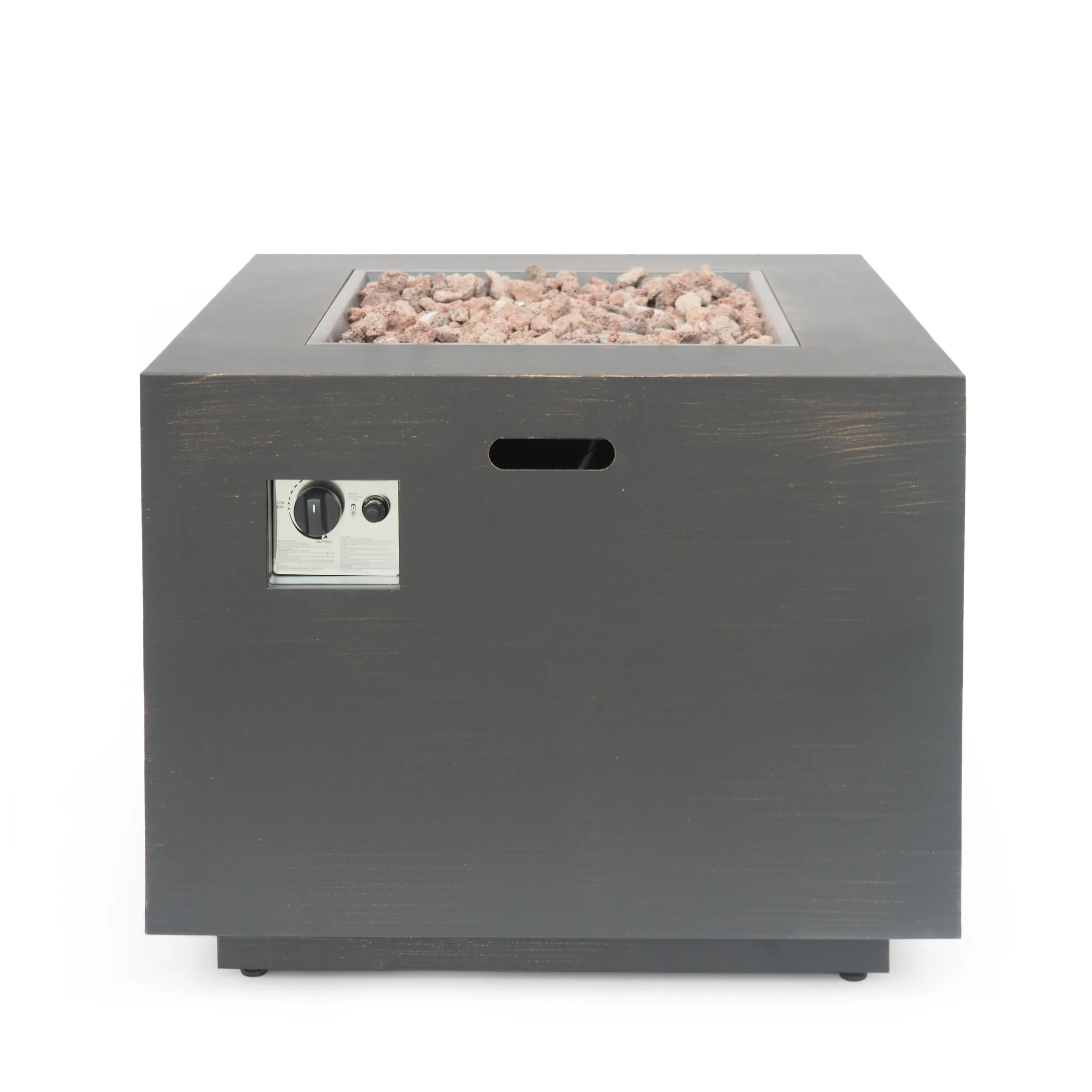 33" Outdoor Iron Square Propane Fire Pit - Brushed Brown - Image 8