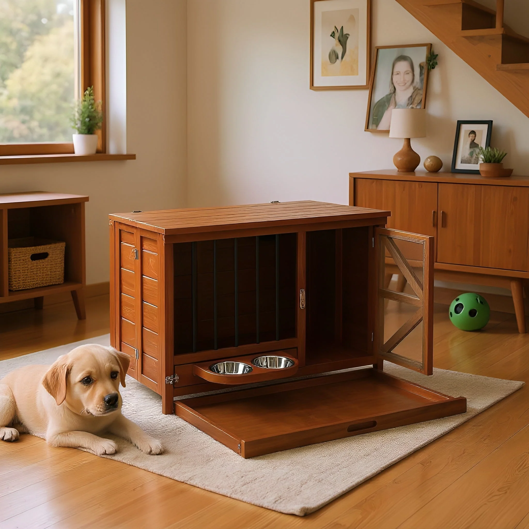 33" Solid Wood Dog Crate Furniture - Foldable Indoor Kennel - Image 15
