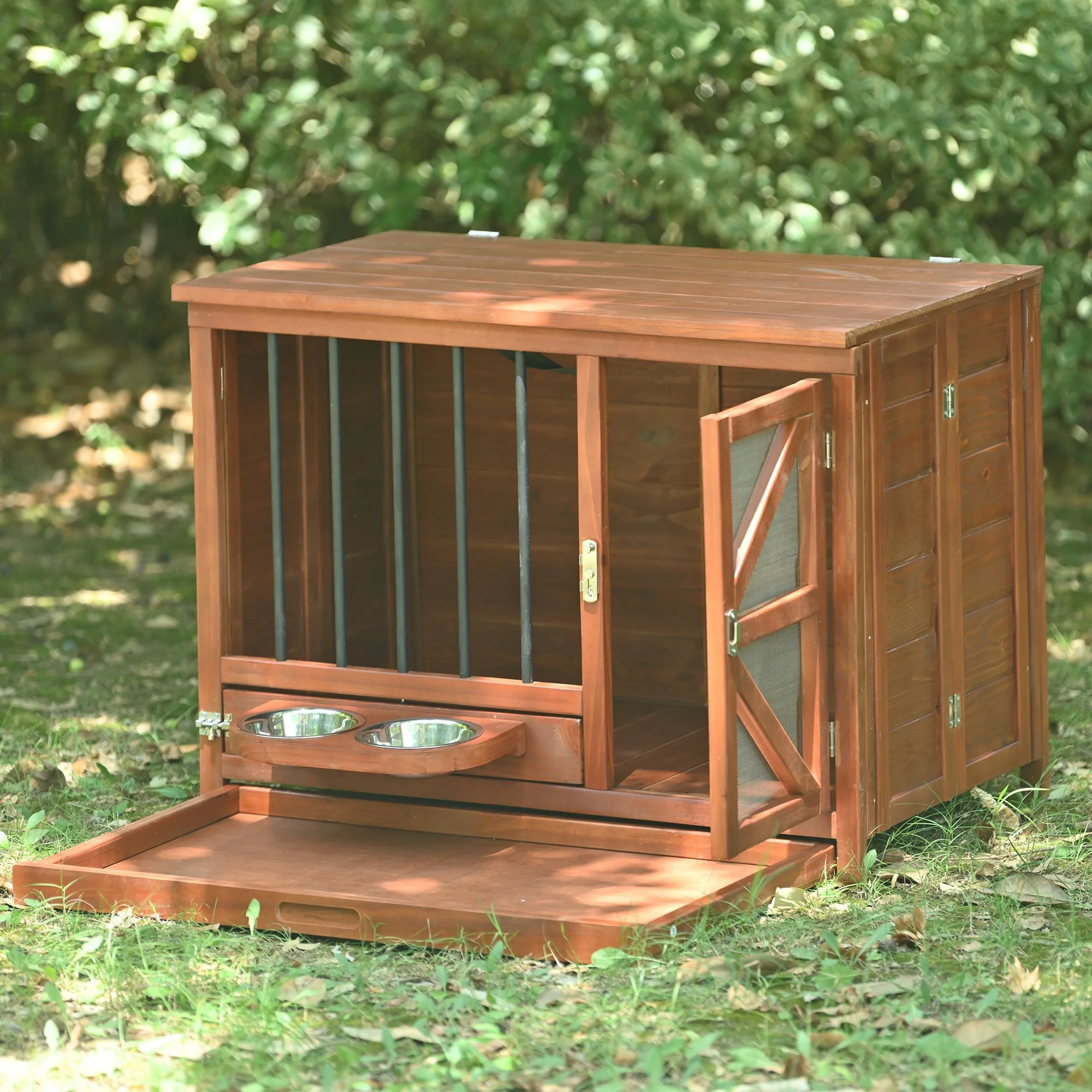 33" Solid Wood Dog Crate Furniture - Foldable Indoor Kennel - Image 18