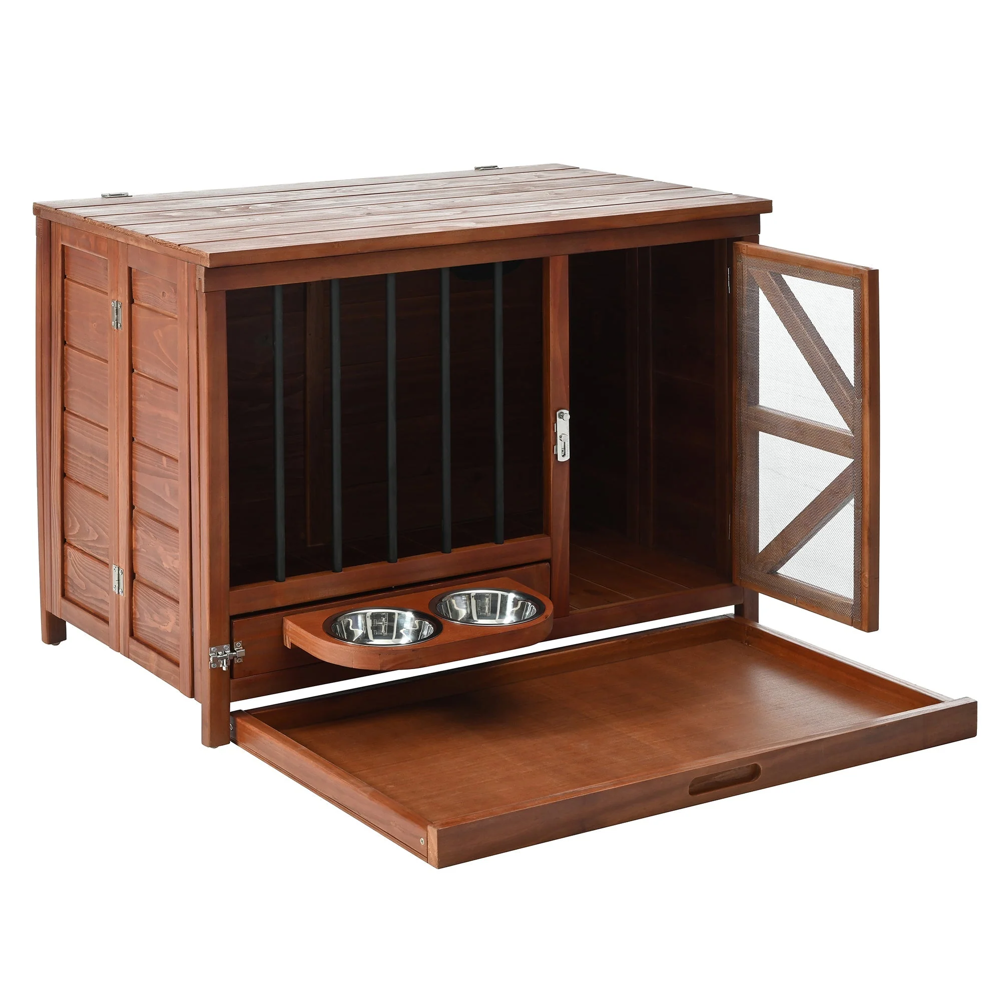 33" Solid Wood Dog Crate Furniture - Foldable Indoor Kennel - Image 8