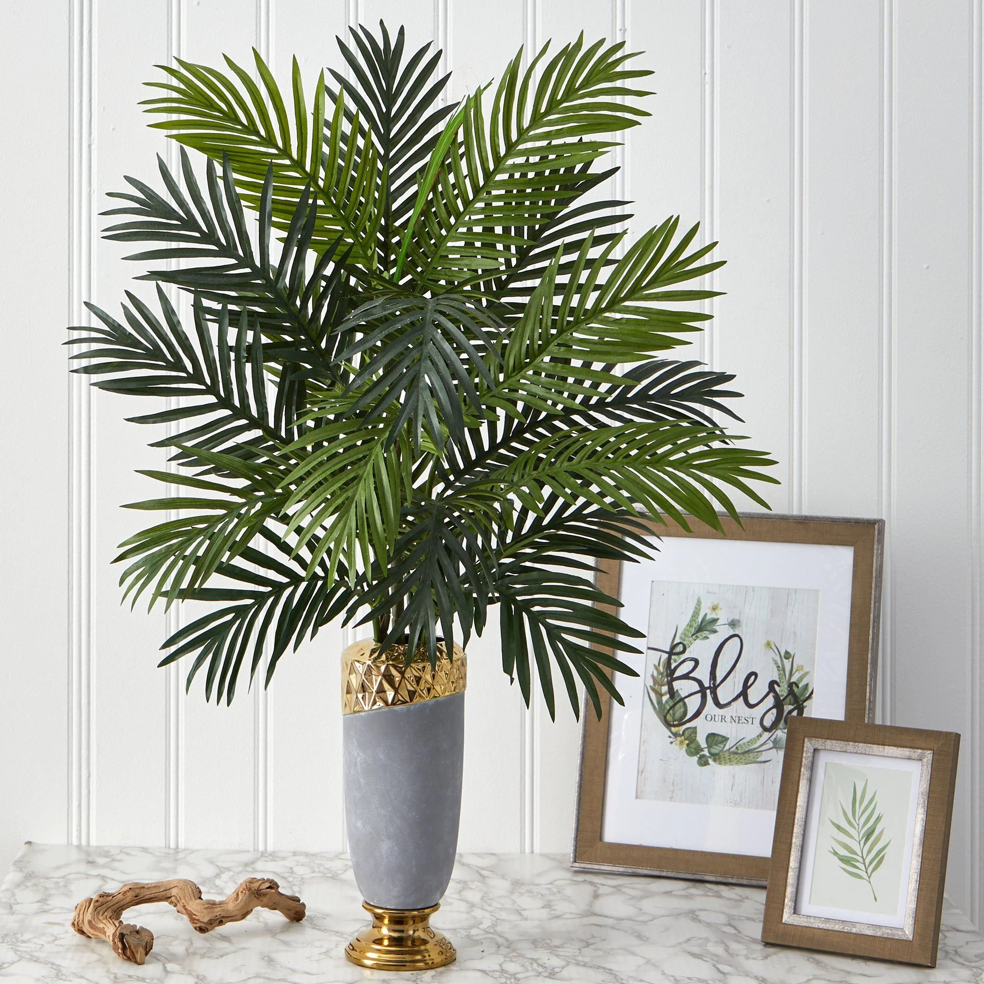 34” Areca Palm Artificial Plant in Designer Planter - Image 2