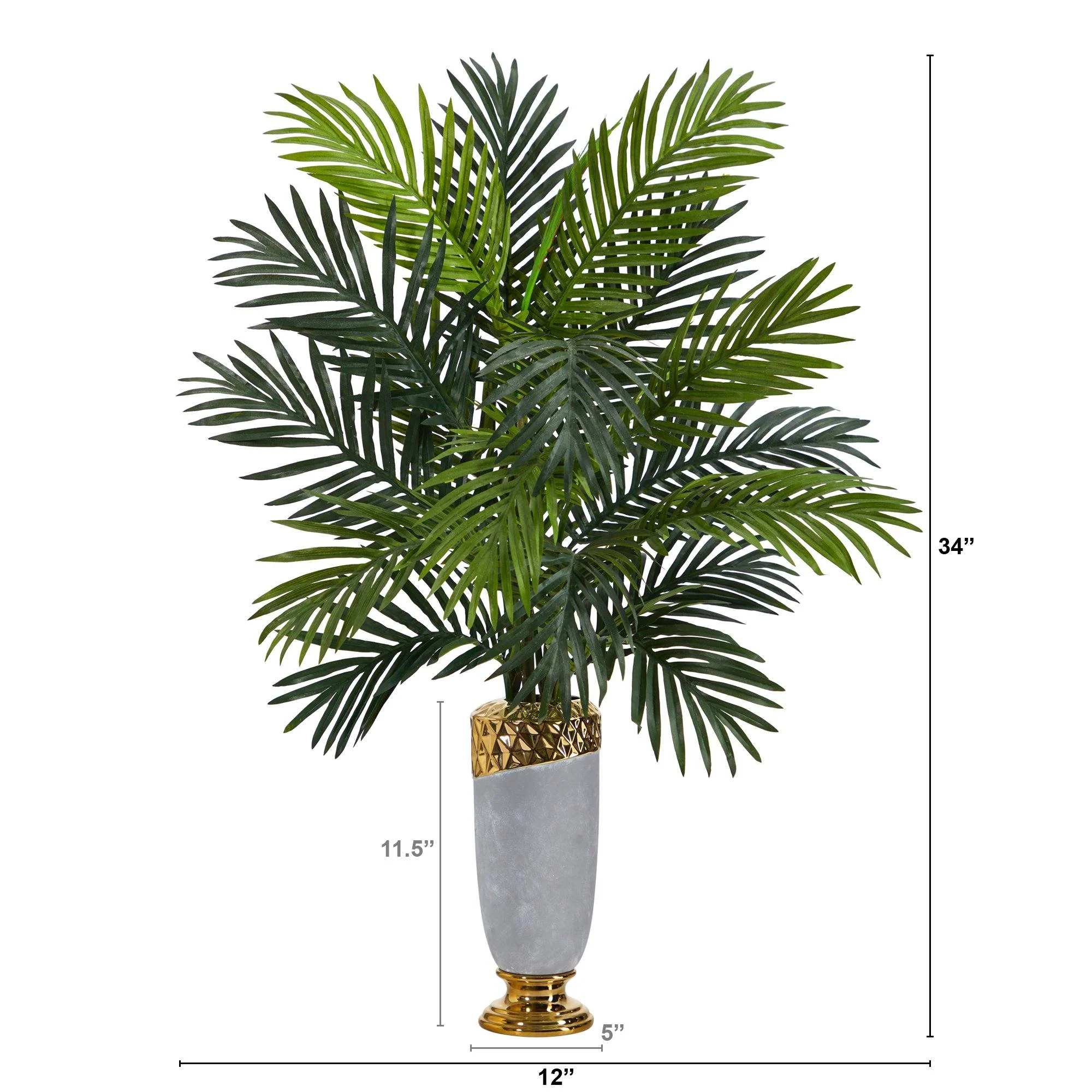 34” Areca Palm Artificial Plant in Designer Planter - Image 3