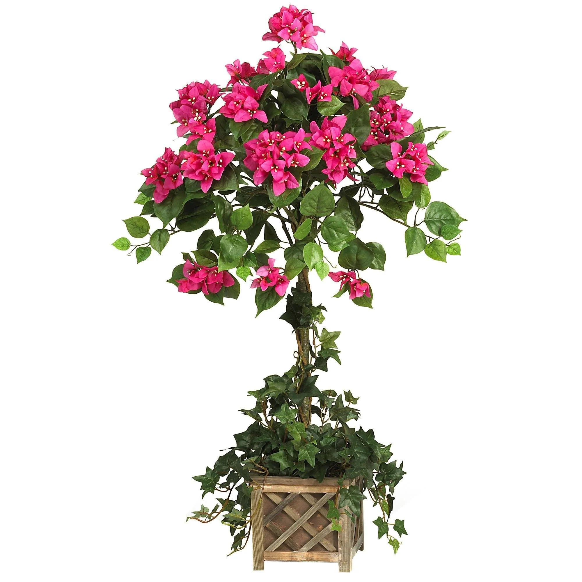 34" Bougainvillea Topiary w/Wood Box - Image 4