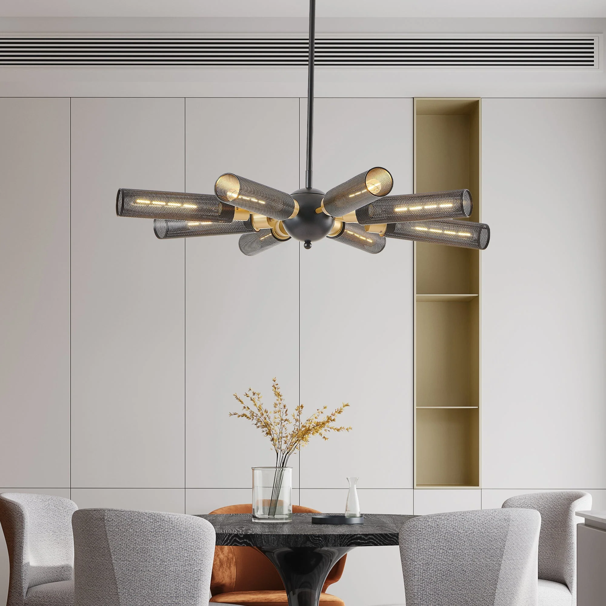 34' Modern Industrial Sputnik 8-Light Chandelier - Image 2